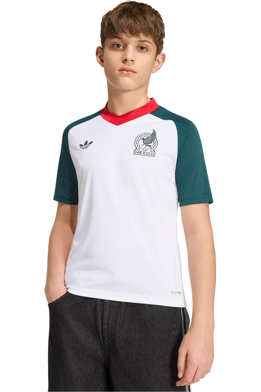 adidas camiseta de fútbol oficiales niño CALENTAMIENTO 2 EQUIPACION MEXICO 26 vista frontal