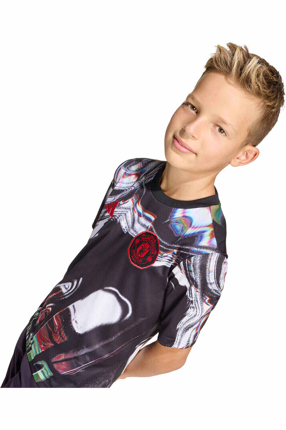 adidas camiseta de fútbol oficiales niño CALENTAMIENTO MANCHESTER UNITED 25/26 vista detalle