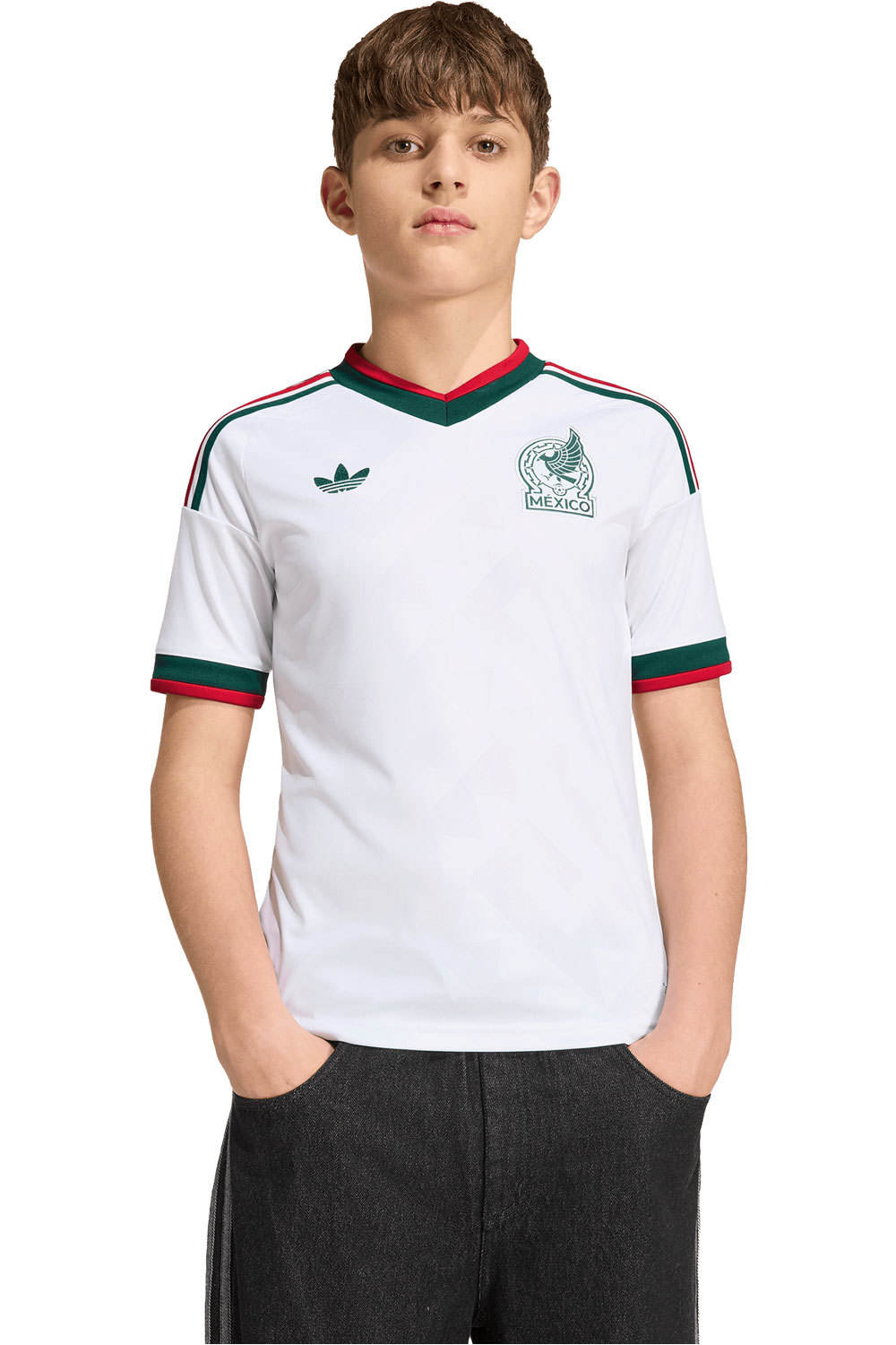 adidas camiseta de fútbol oficiales niño LA PRIMERA EQUIPACION MEXICO 26 vista frontal