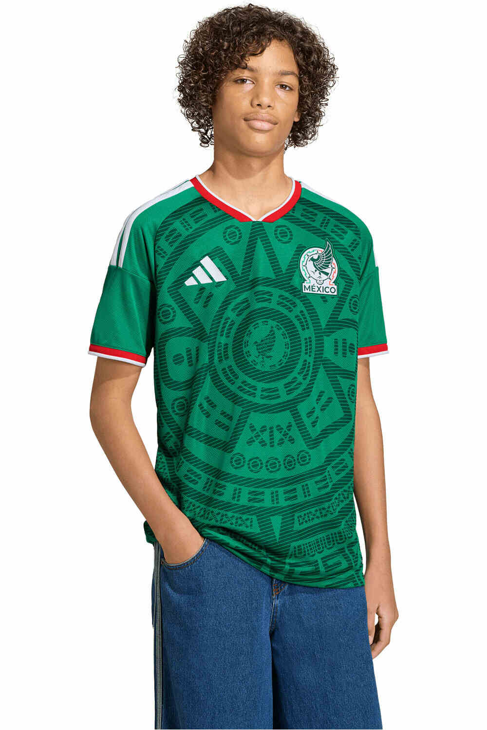 adidas camiseta de fútbol oficiales niño MEXICO 26 H JSY Y vista frontal