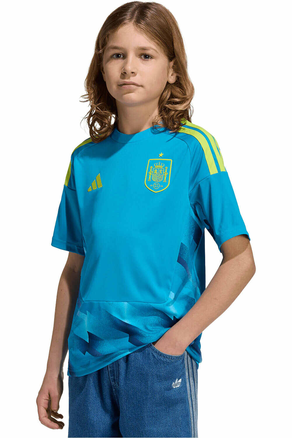 adidas camiseta de fútbol oficiales niño PORTERO PRIMERA EQUIPACION ESPANA 26 vista frontal