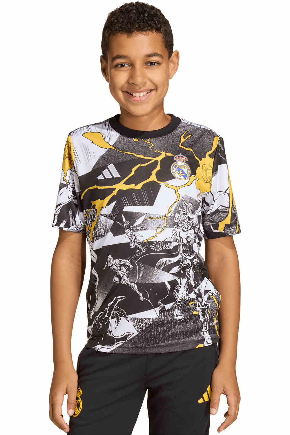 adidas camiseta de fútbol oficiales niño REAL MADRID AVENGERS 25/26 vista frontal