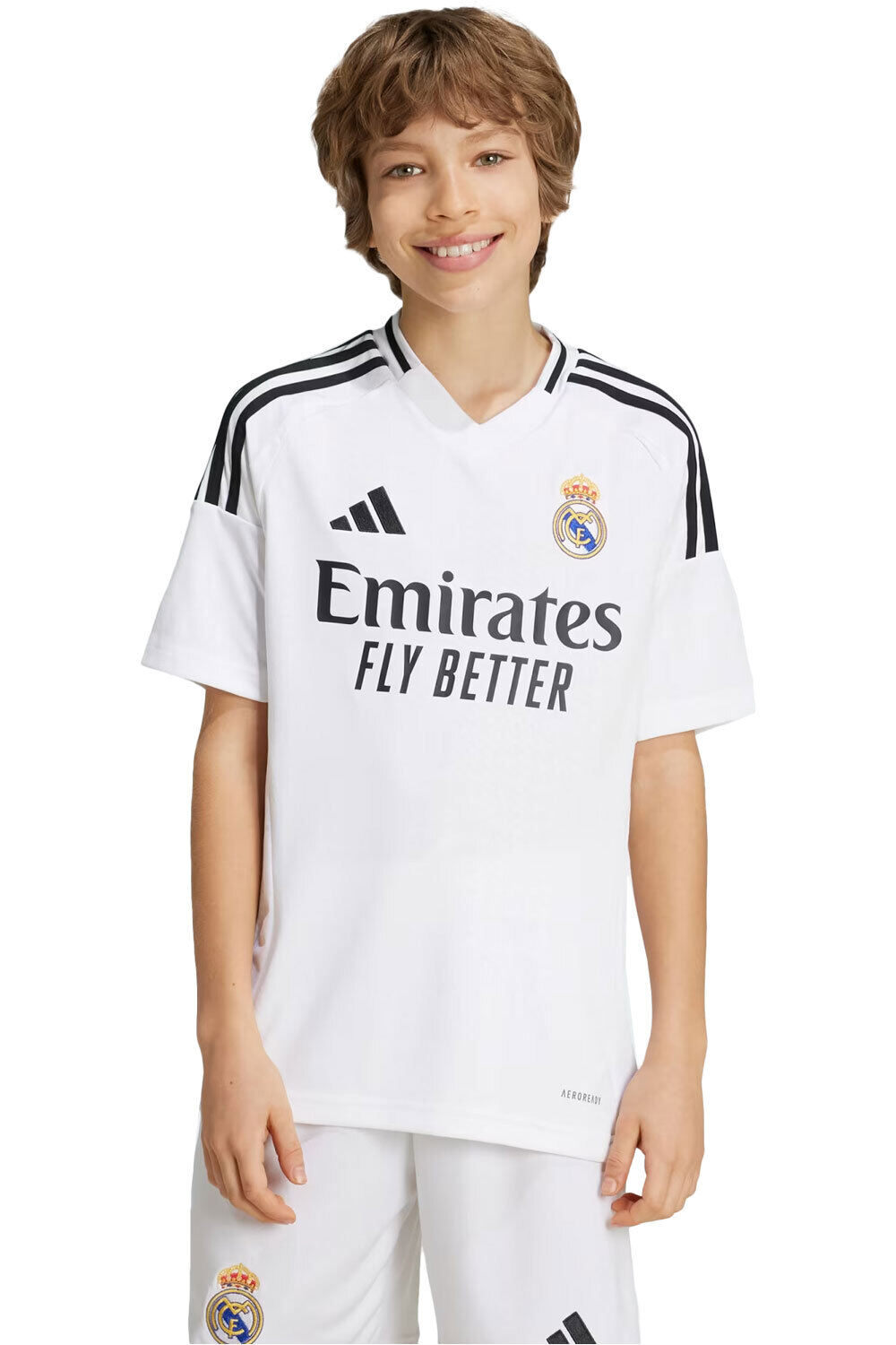 adidas camiseta de fútbol oficiales niño R.MADRID 25 H JSY Y BL vista frontal