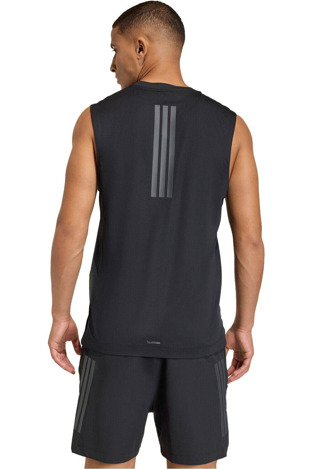 adidas camiseta fitness hombre TCNICA SIN MANGAS D4T POWER 3 BANDAS vista trasera