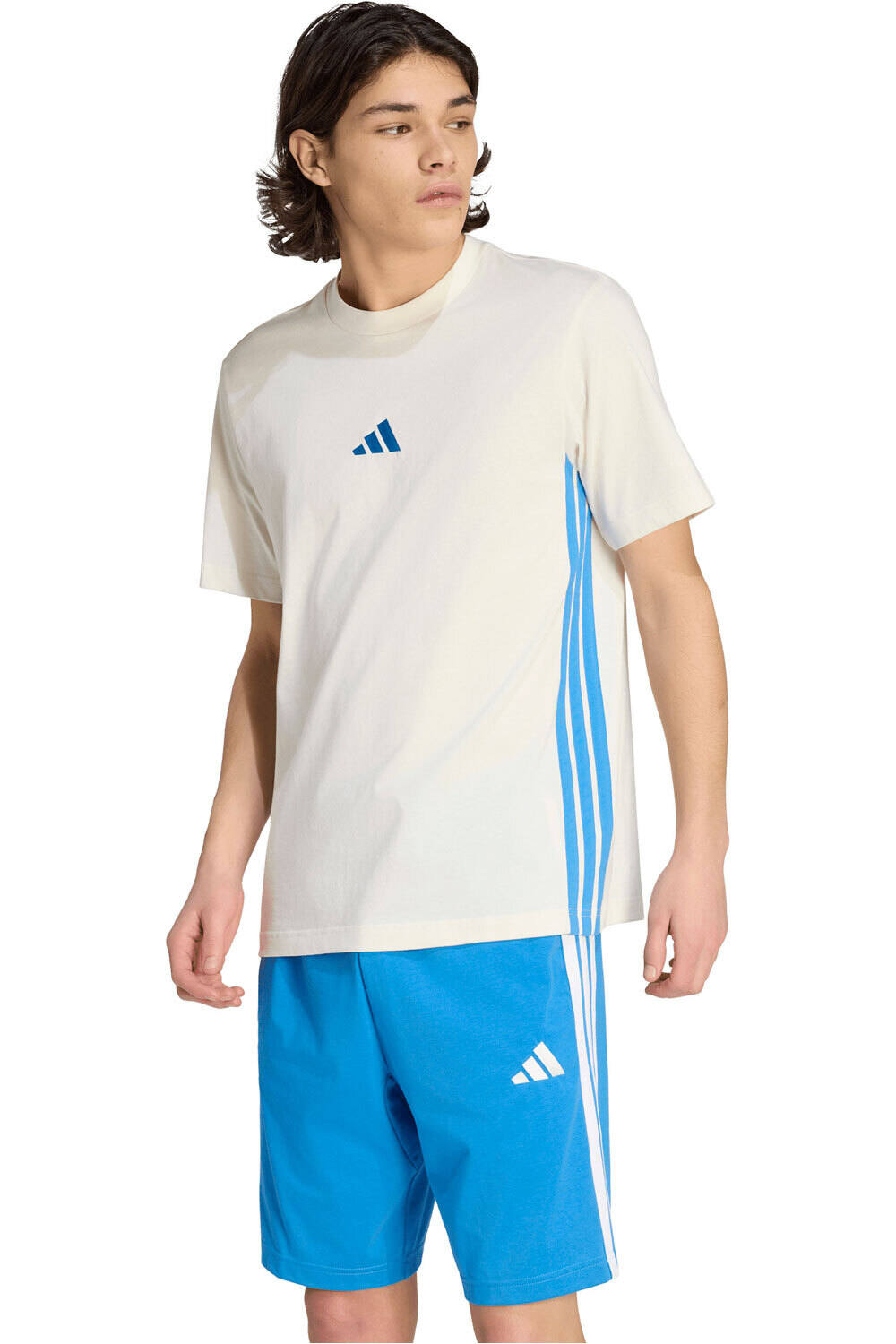 adidas camiseta manga corta hombre ESSENTIALS 3 STRIPES vista frontal