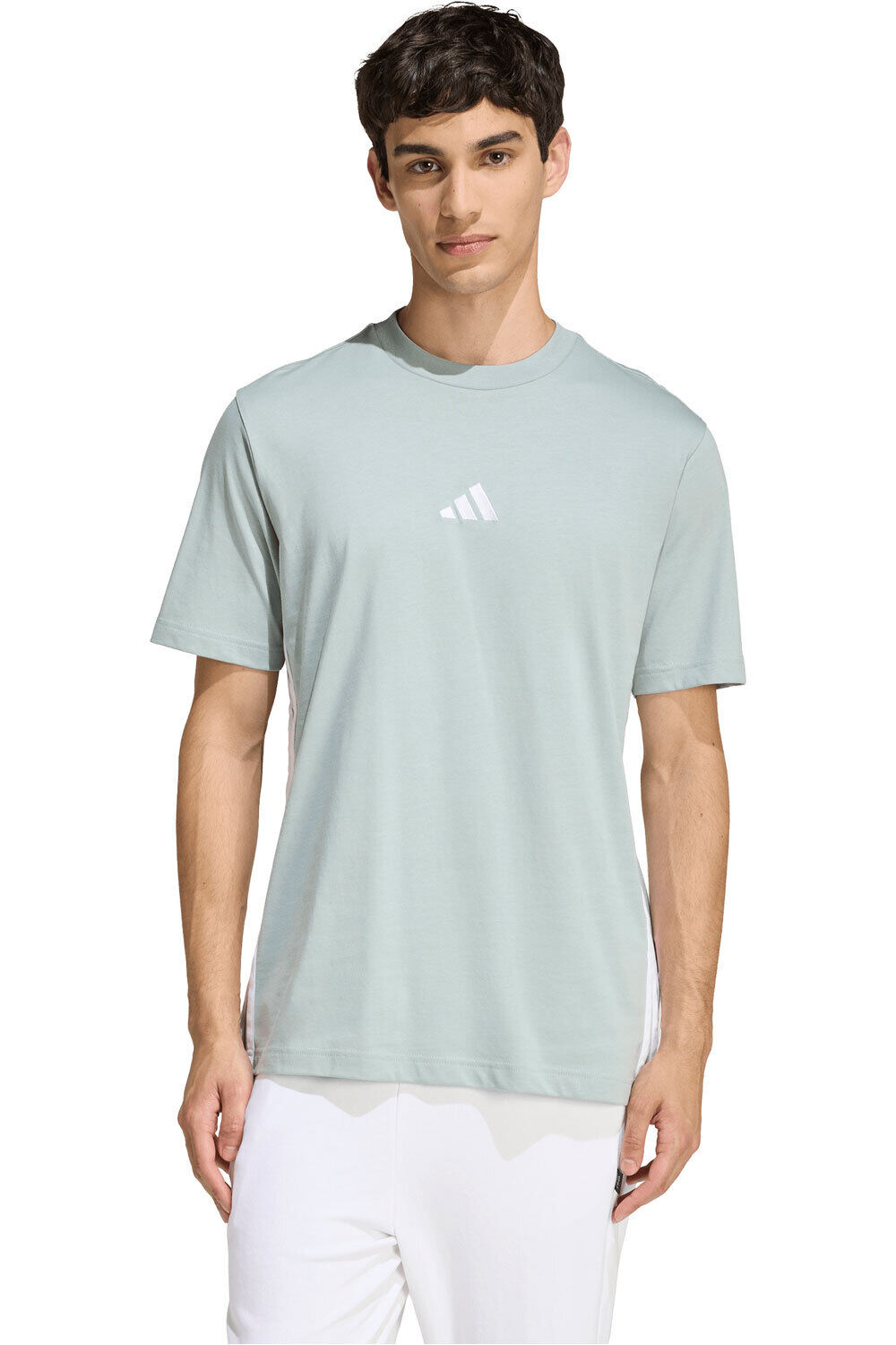 adidas camiseta manga corta hombre ESSENTIALS 3 STRIPES vista frontal