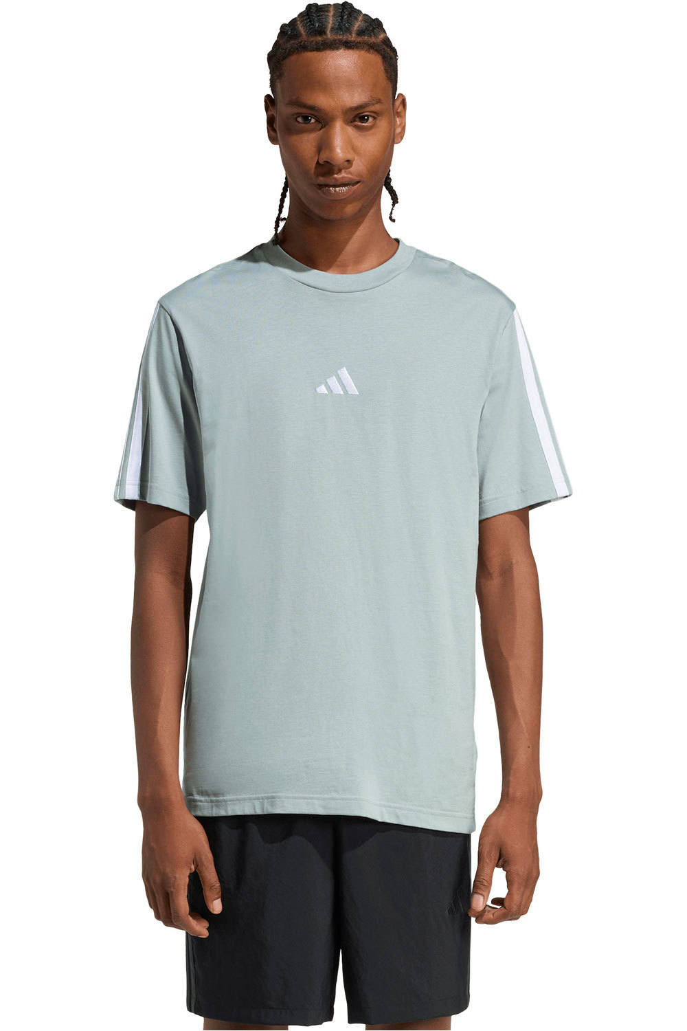adidas camiseta manga corta hombre ESSENTIALS THREE STRIPES vista frontal