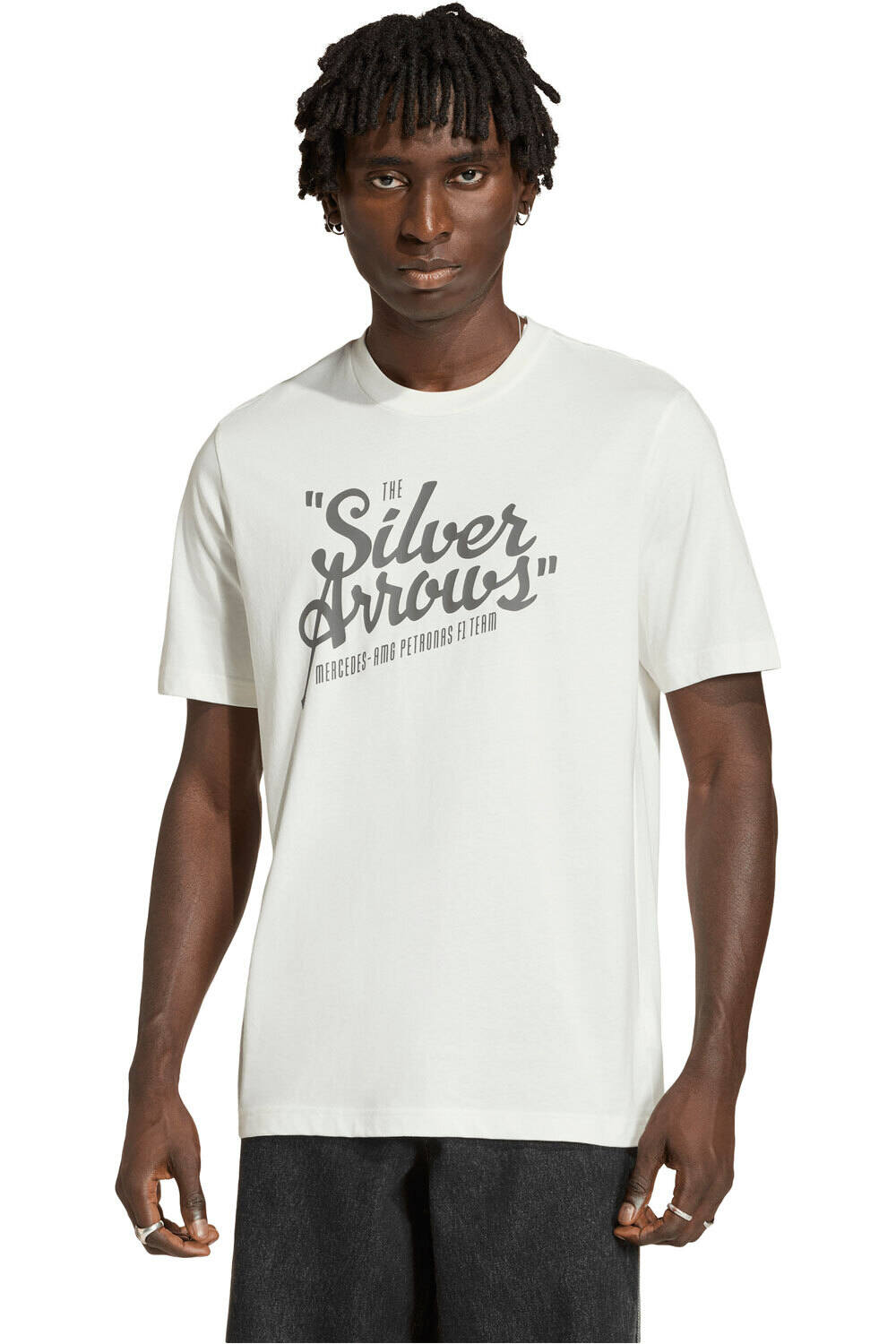 adidas camiseta manga corta hombre MERCEDES-AMG PETRONAS F1 SILVER ARROW vista frontal