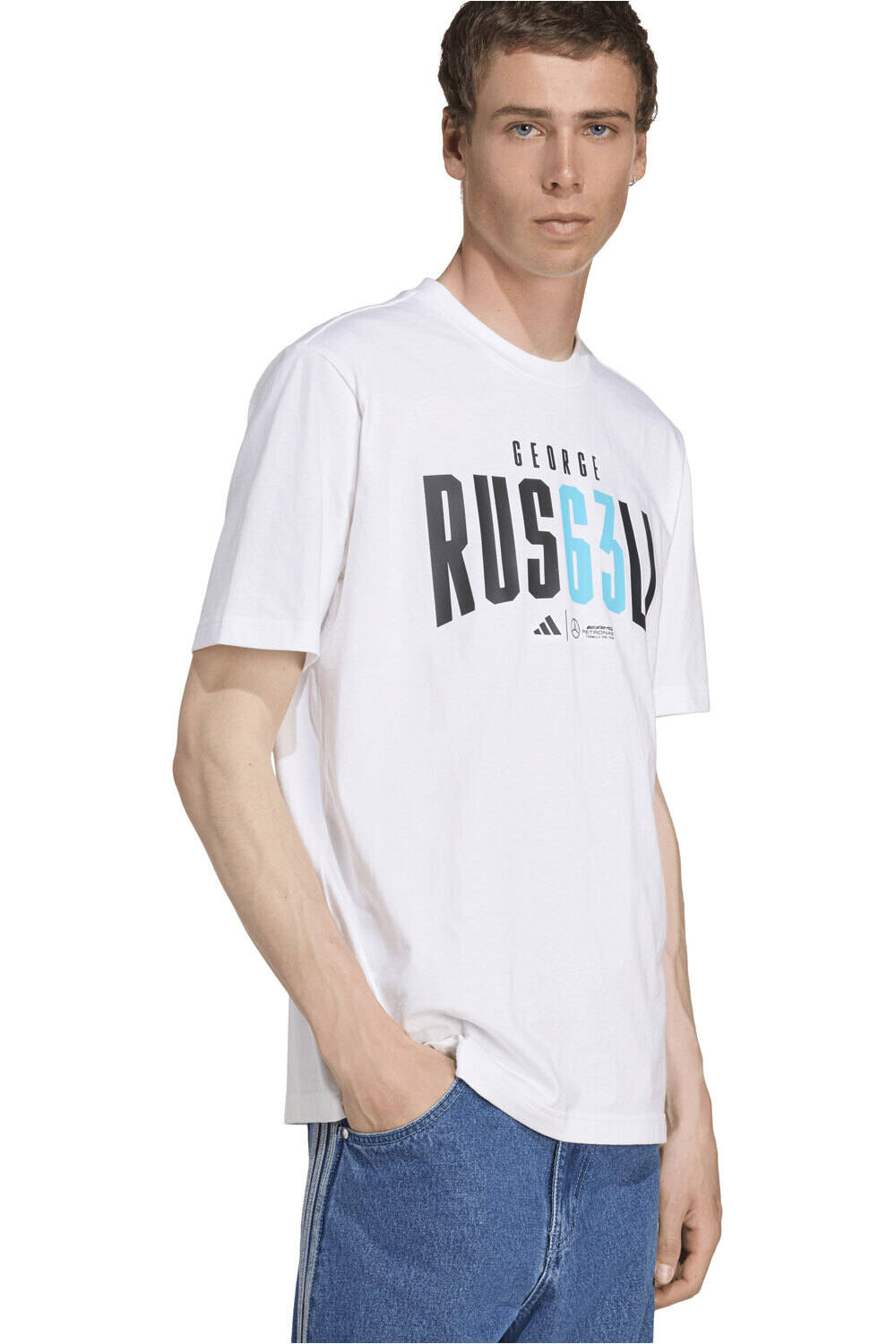 adidas camiseta manga corta hombre MERCEDES AMG PETRONAS GEORGE RUSSELL vista detalle