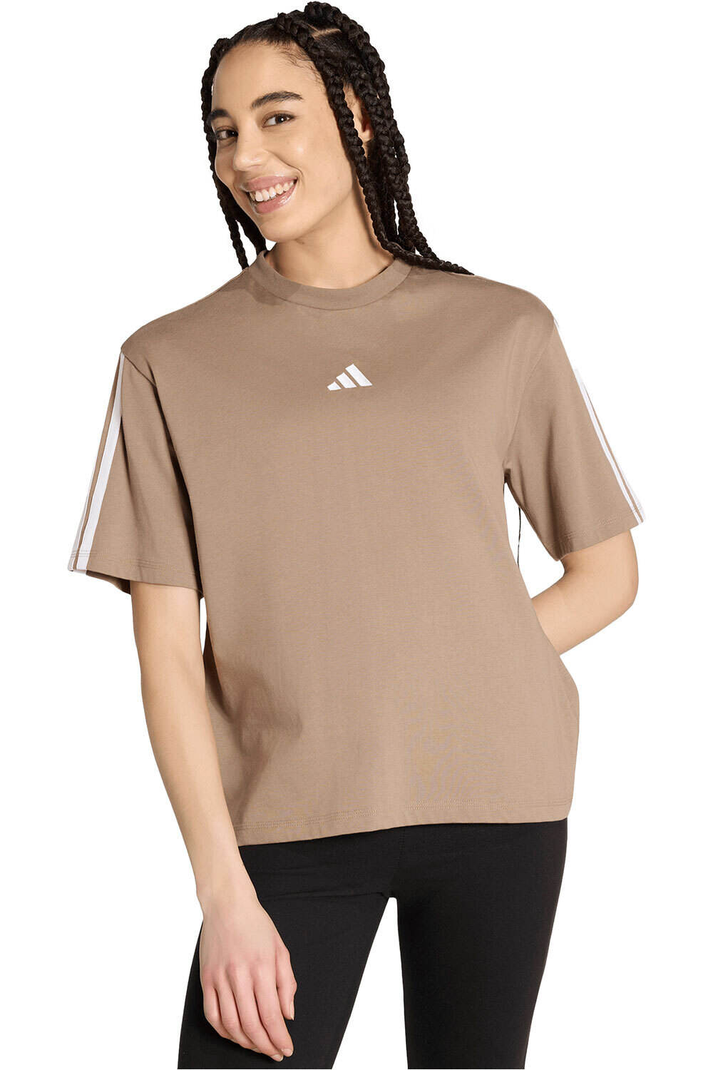 adidas camiseta manga corta mujer Camiseta Essentials Boyfriend 3S vista frontal