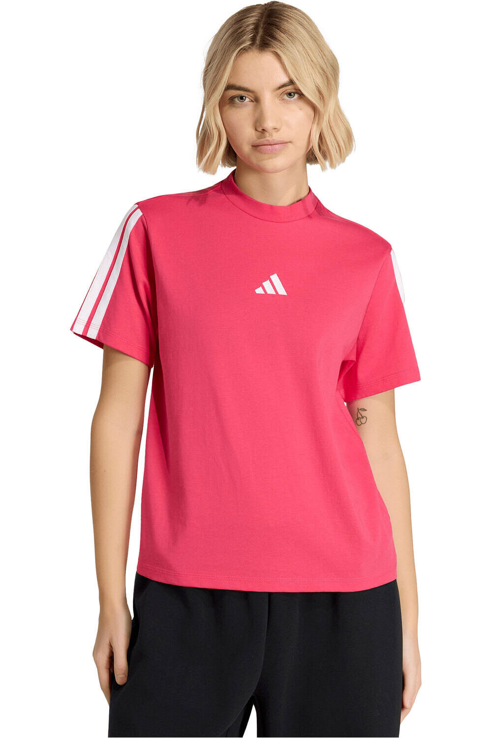 adidas camiseta manga corta mujer Camiseta Essentials Cotton 3 bandas vista frontal
