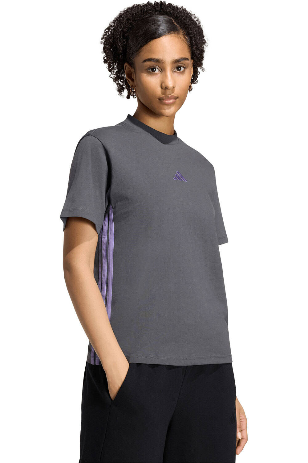 adidas camiseta manga corta mujer Camiseta Essentials Cotton 3 bandas vista frontal