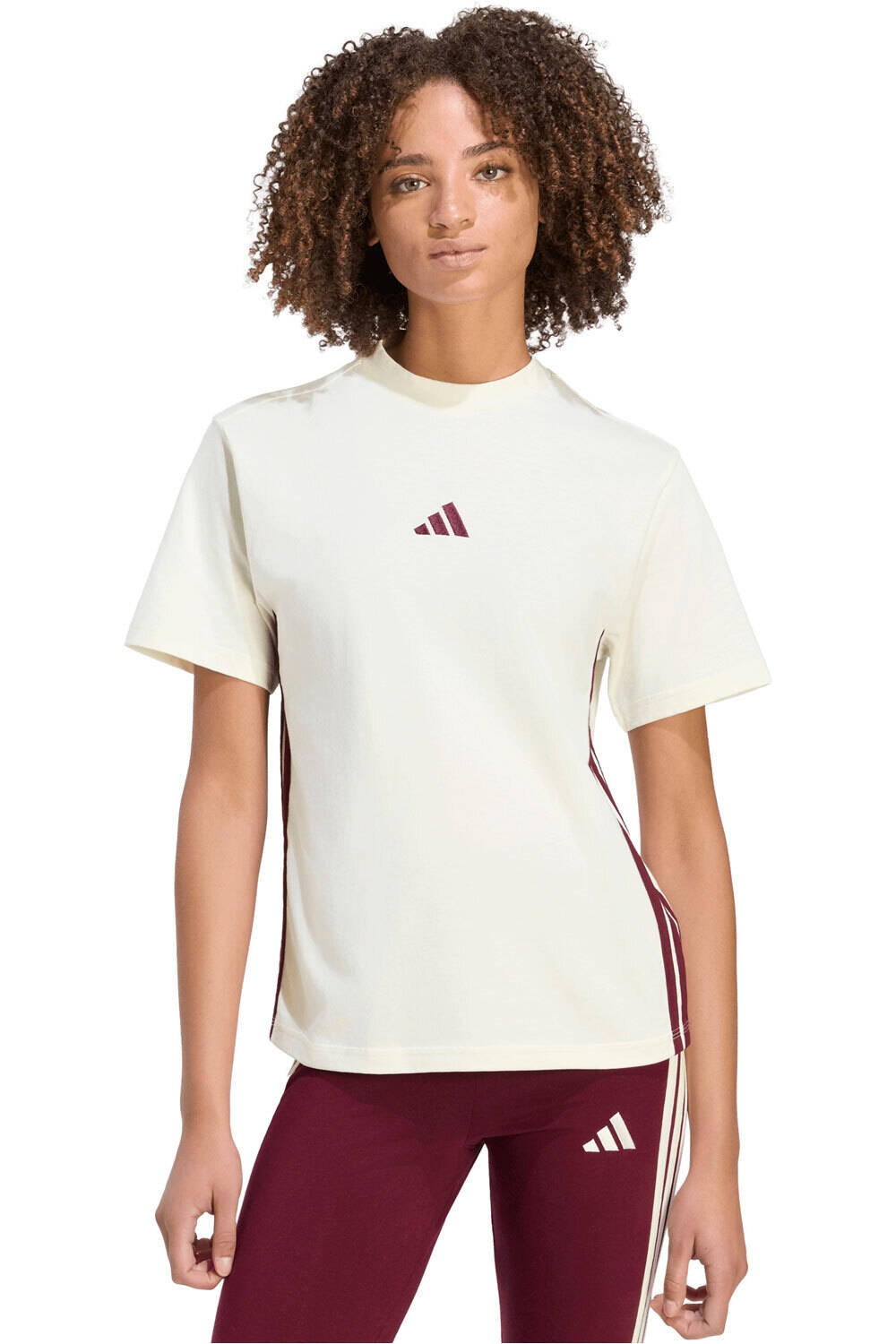 adidas camiseta manga corta mujer Camiseta Essentials Cotton 3 bandas vista frontal
