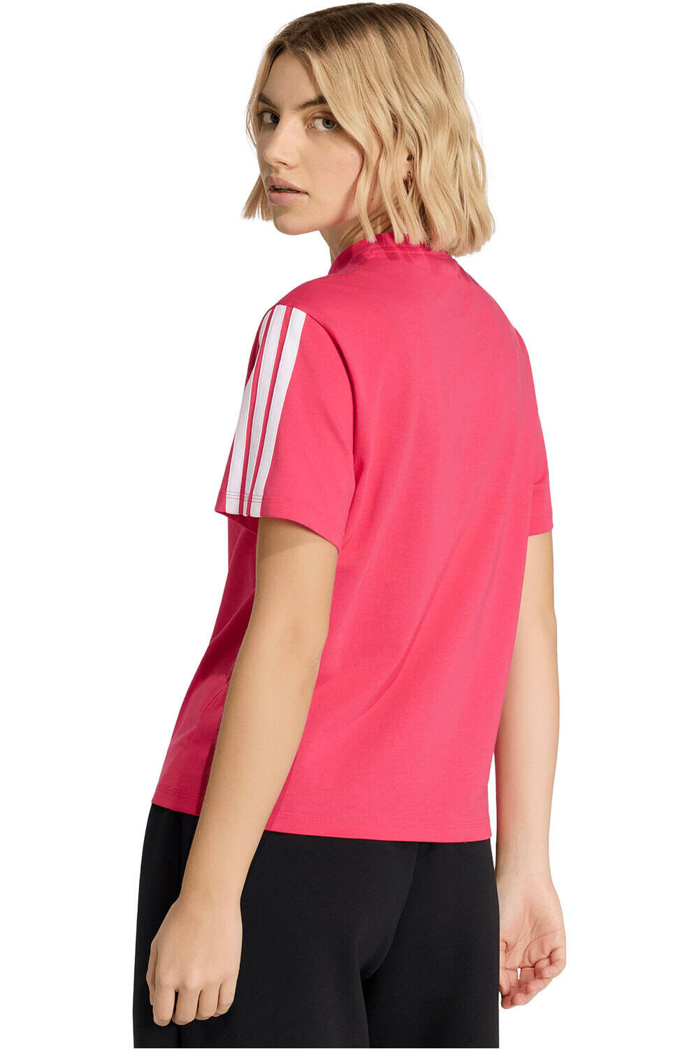 adidas camiseta manga corta mujer Camiseta Essentials Cotton 3 bandas vista trasera