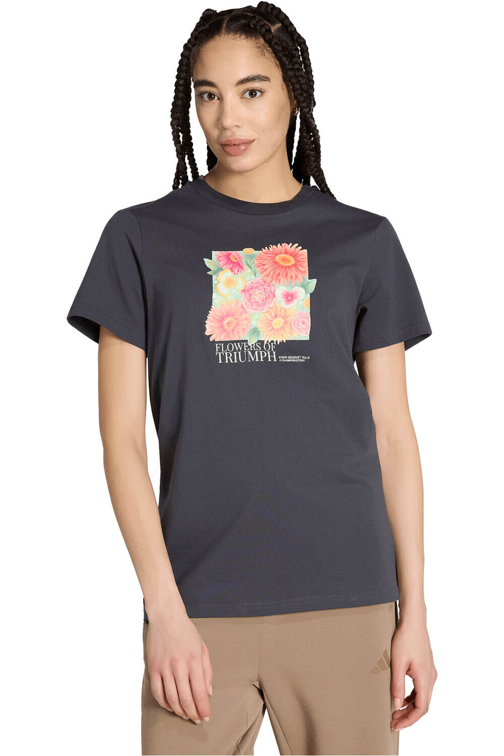 adidas camiseta manga corta mujer CAMISETA ESTAMPADA FLORAL HOLGADO vista frontal