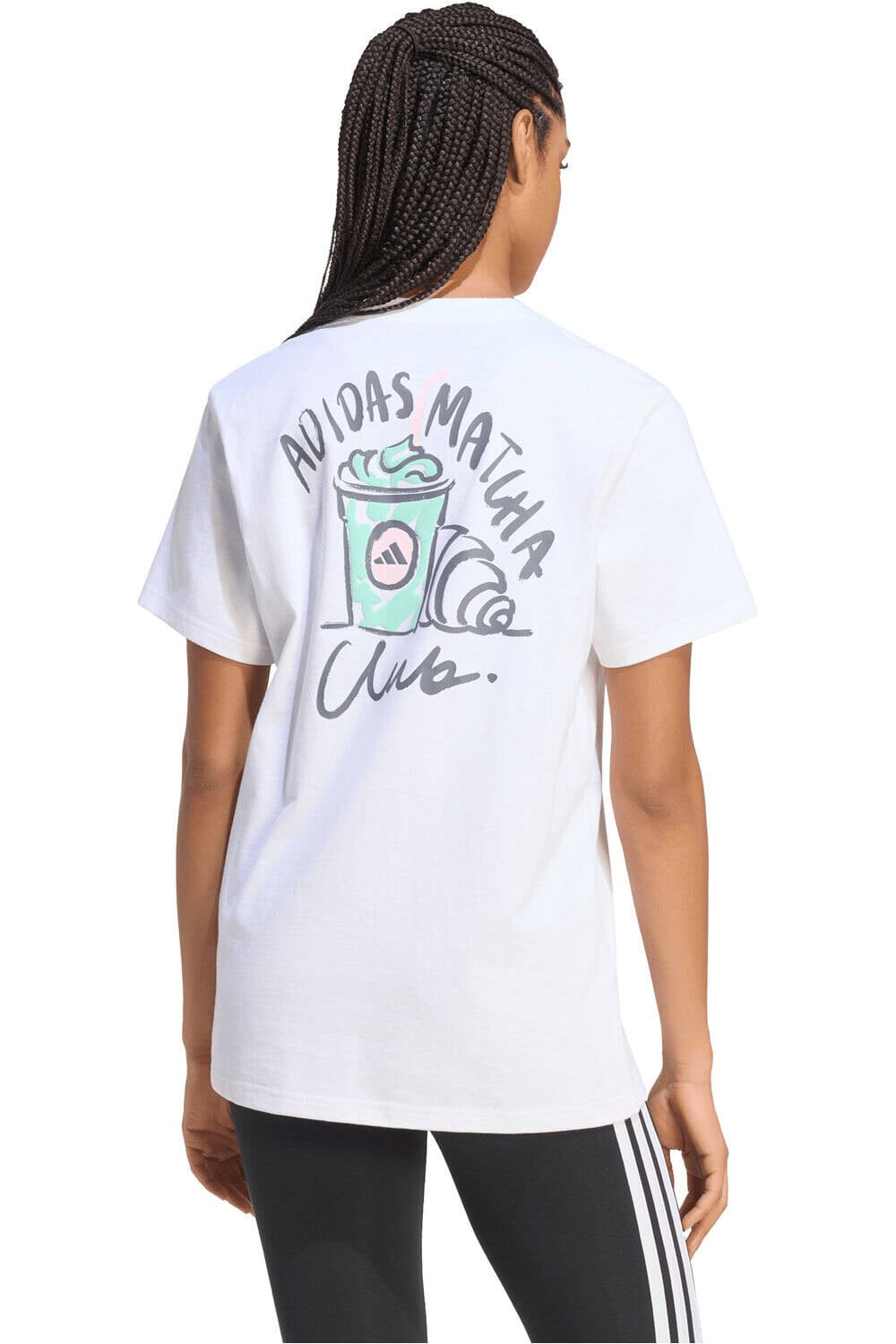 adidas camiseta manga corta mujer CAMISETA ESTAMPADA FOOD LOOSE vista trasera