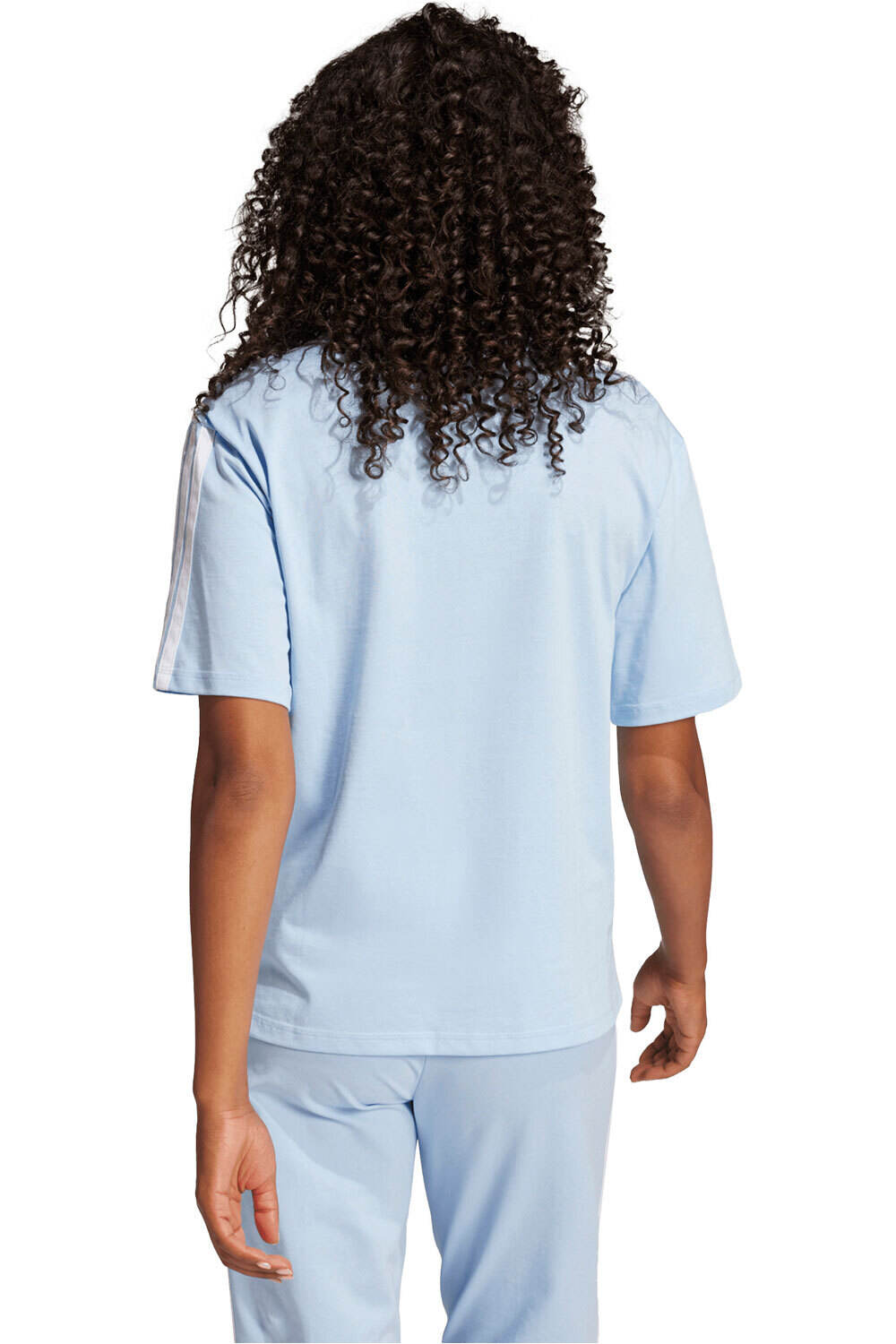 adidas camiseta manga corta mujer ESSENTIALS BOYFRIEND 3 BANDAS vista trasera