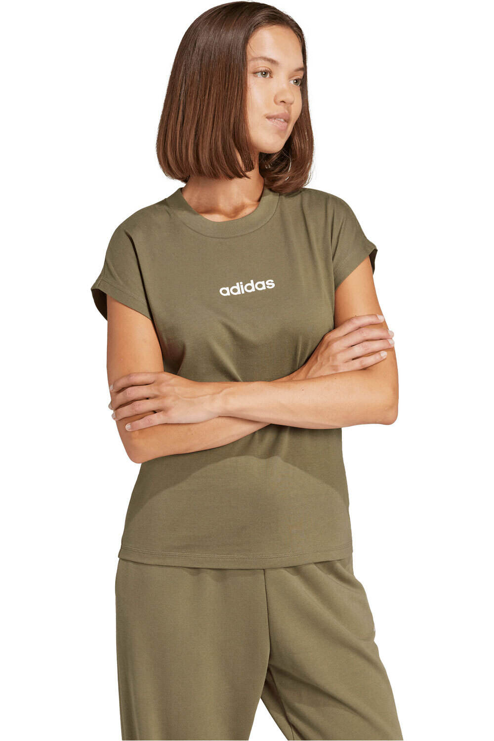 adidas camiseta manga corta mujer ESSENTIALS LINEAR COTTON vista detalle