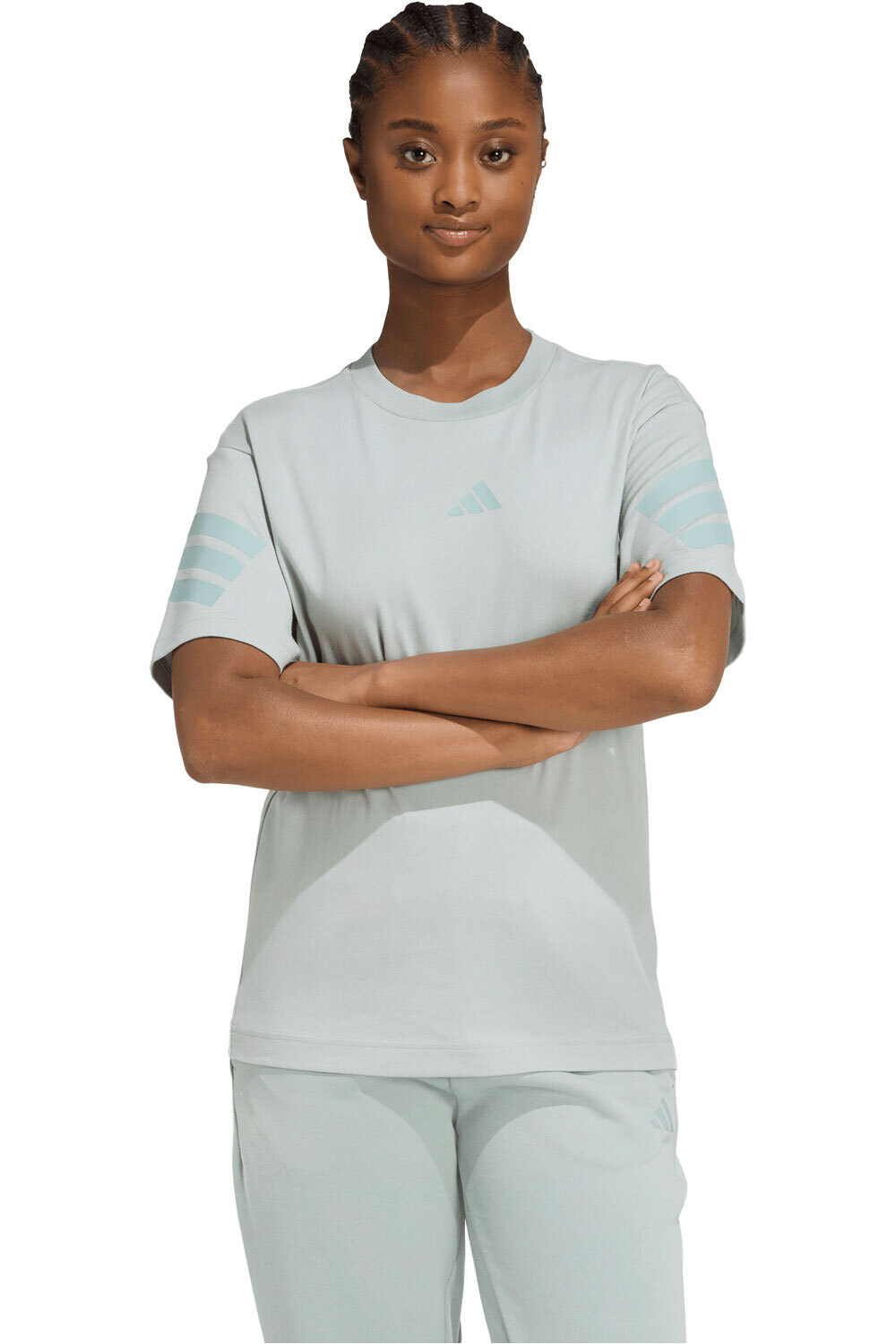 adidas camiseta manga corta mujer FUTURE ICONS 3 BANDAS vista frontal