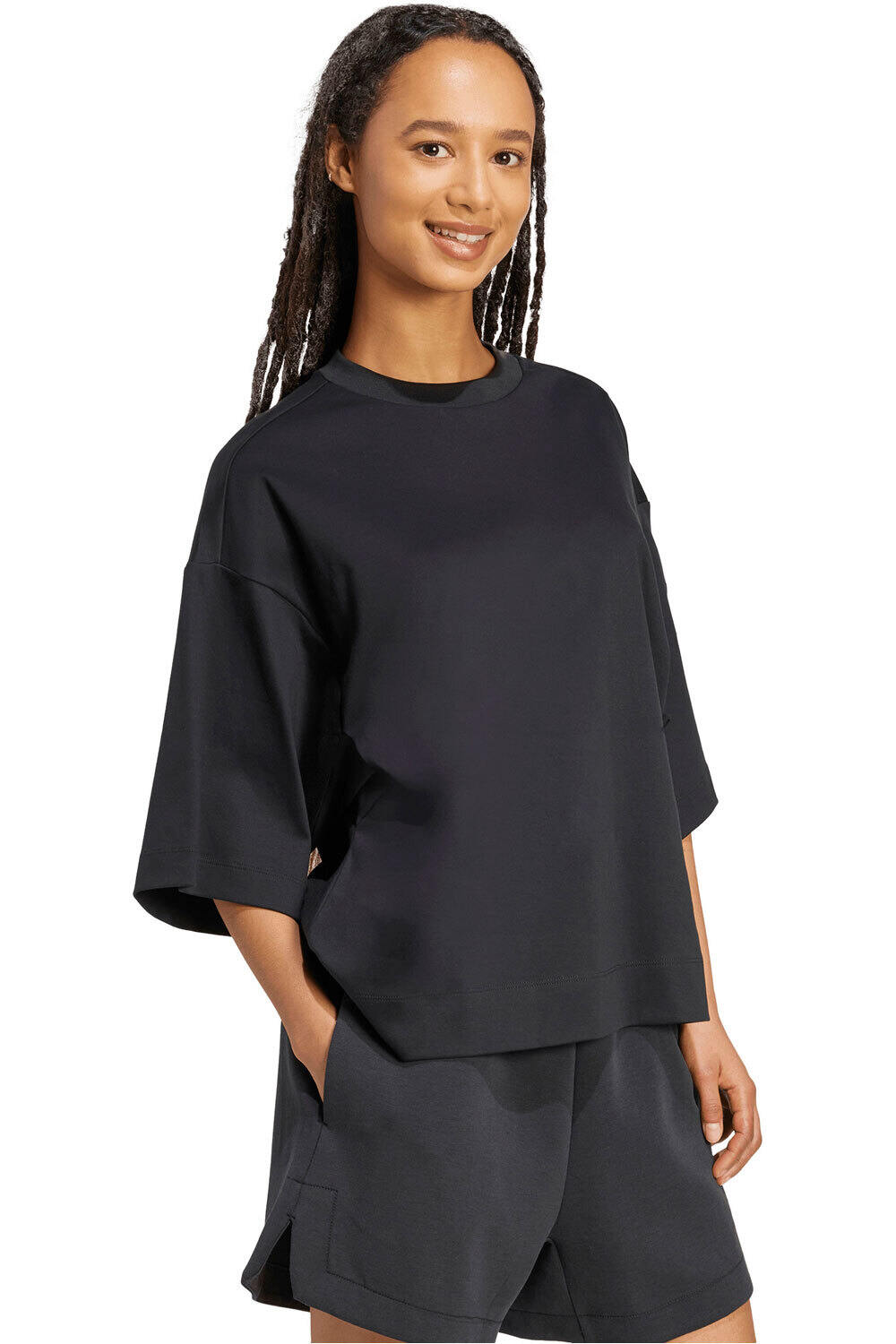 adidas camiseta manga corta mujer SOFT LUX OVERSIZED vista detalle