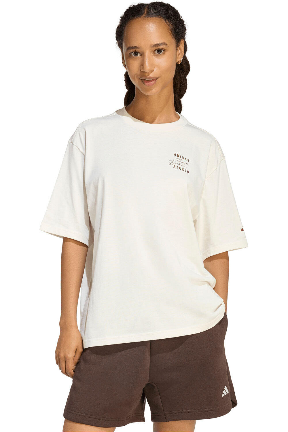 adidas camiseta manga corta mujer STUDIO BOYFRIEND vista frontal