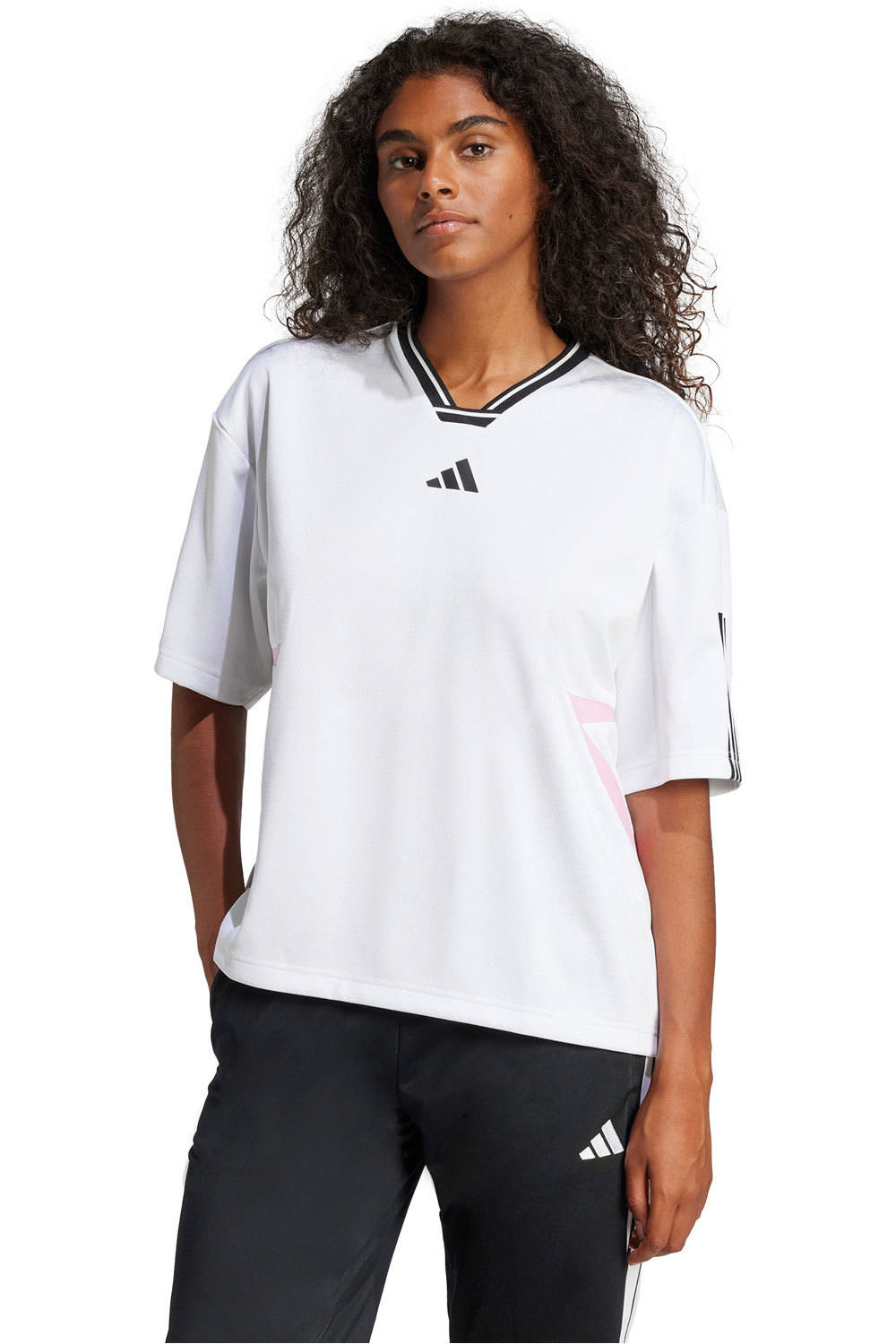 adidas camiseta manga corta mujer W TIRO Q1 BOYFT vista frontal