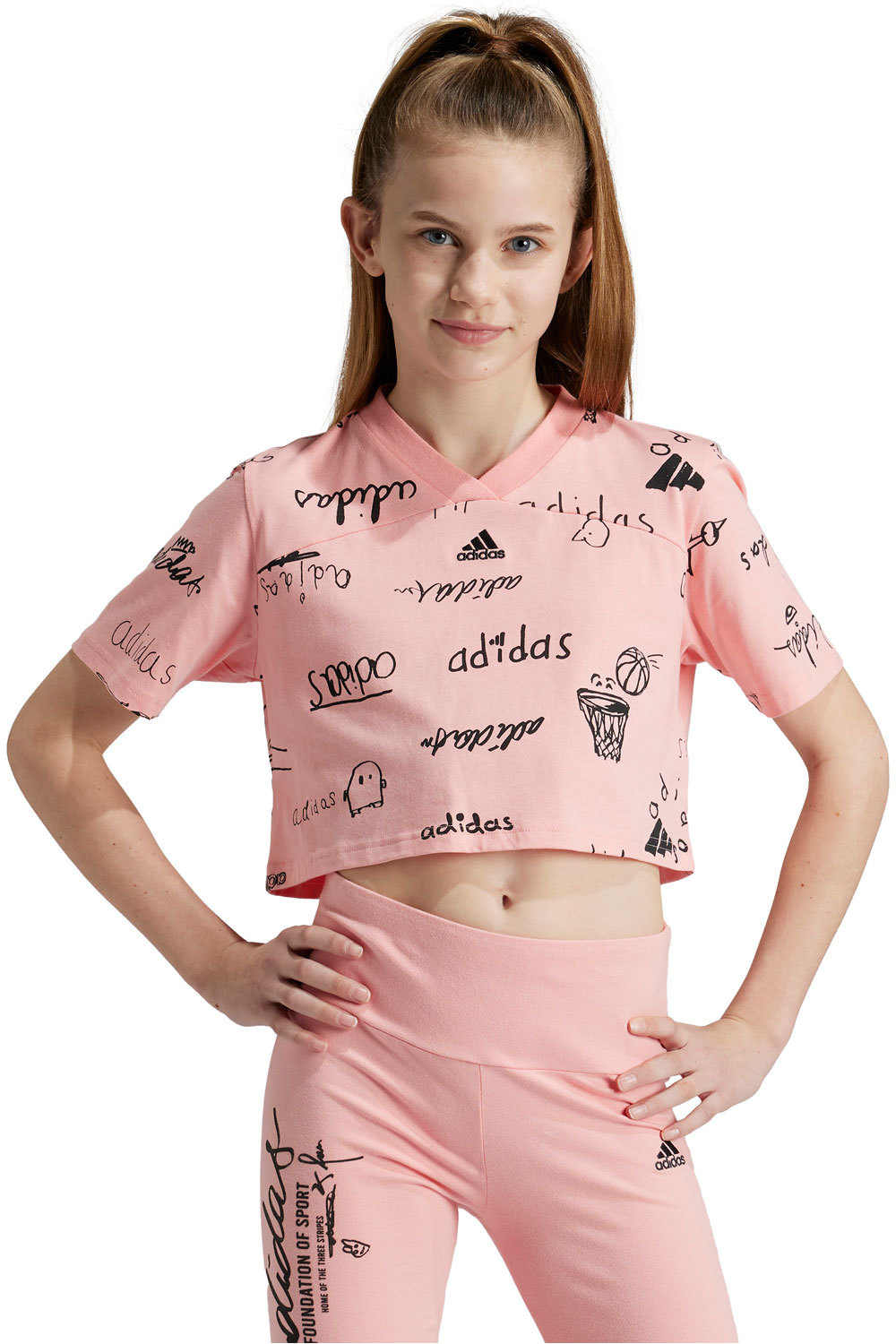 adidas camiseta manga corta niña JG BLUV CR T vista frontal