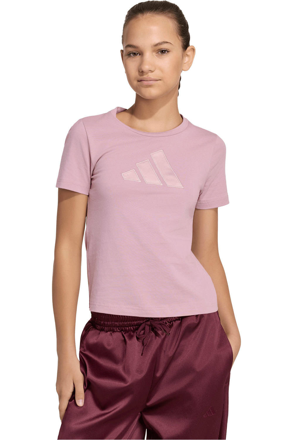 adidas camiseta manga corta niña X_JG SATIN TEE vista frontal