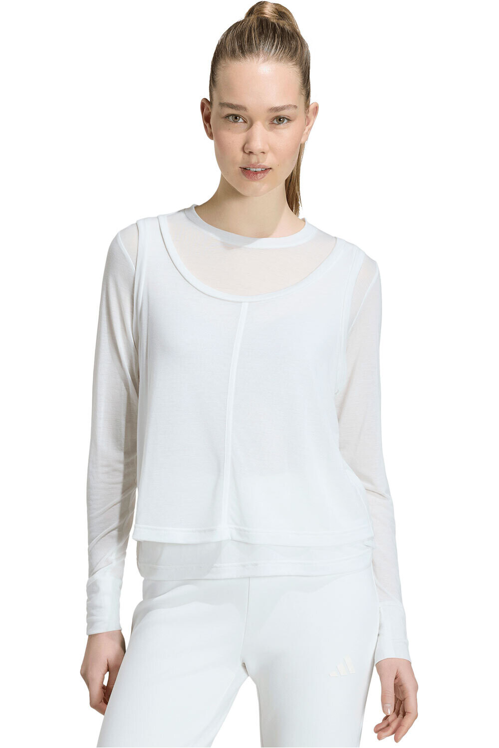 adidas camiseta manga larga mujer Camiseta MANGA LARGA SOFT LUX SHEER vista frontal