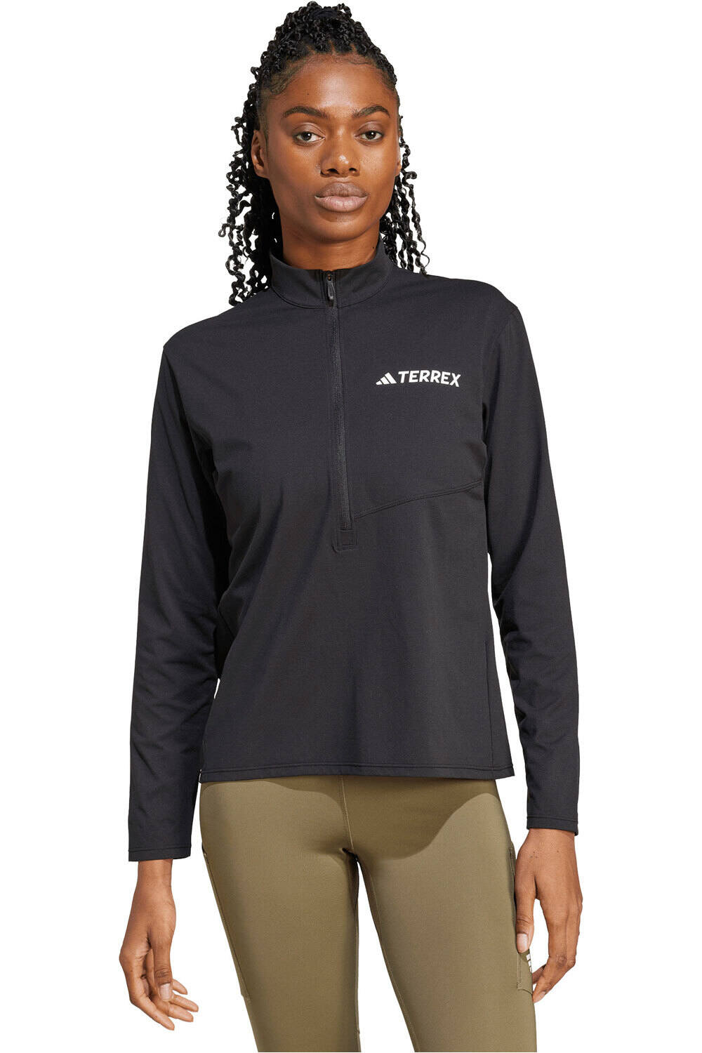 adidas camiseta montaña manga larga mujer TERREX MULTI CLIMACOOL 1/2 ZIP vista frontal