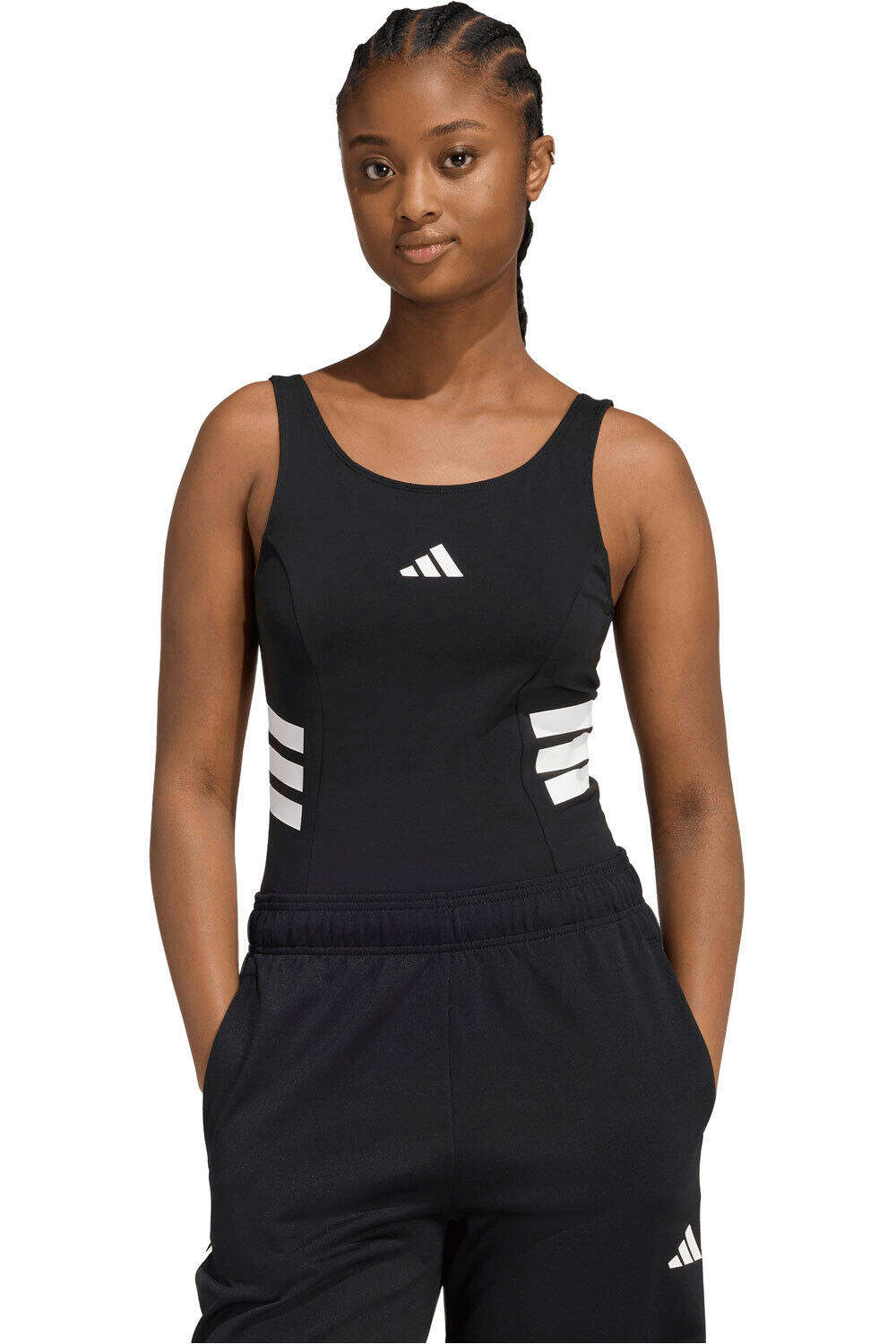 adidas camiseta tirantes fitness mujer BODI FUTURE ICONS 3 STRIPES vista frontal