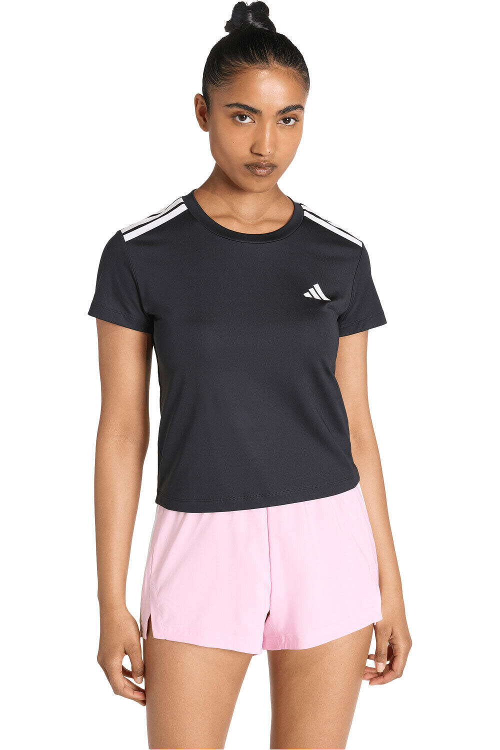 adidas camisetas fitness mujer HYPERGLAM 3 STRIPES vista frontal