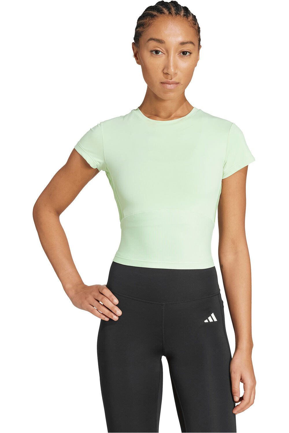 adidas camisetas fitness mujer HYPERGLAM RIB vista frontal