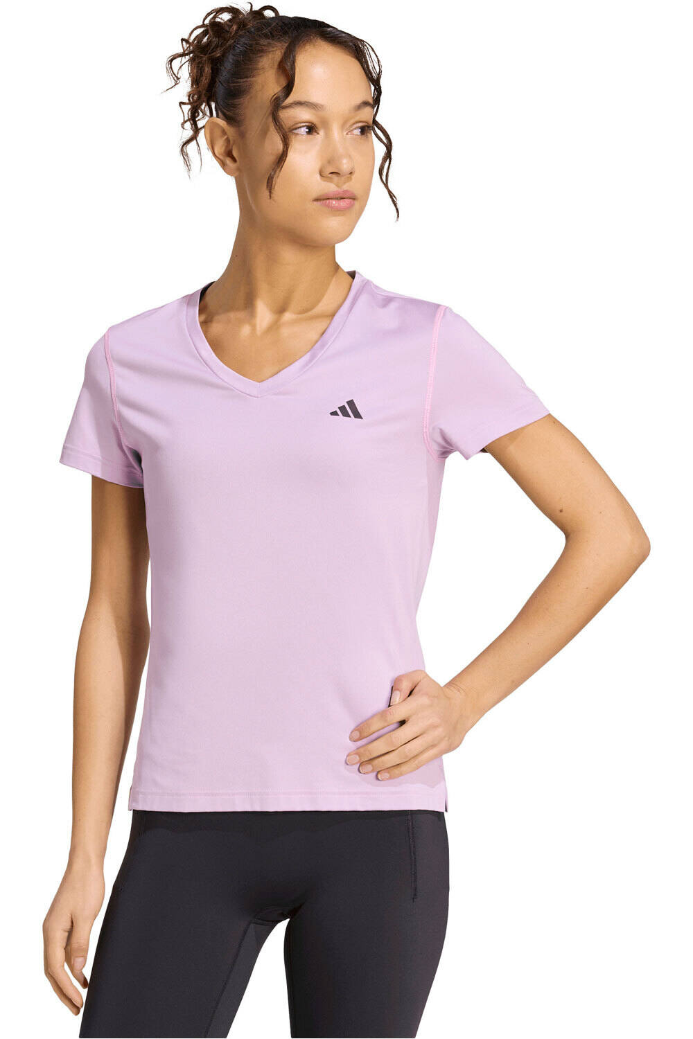 adidas camisetas fitness mujer WE MIN V NK TEE vista frontal