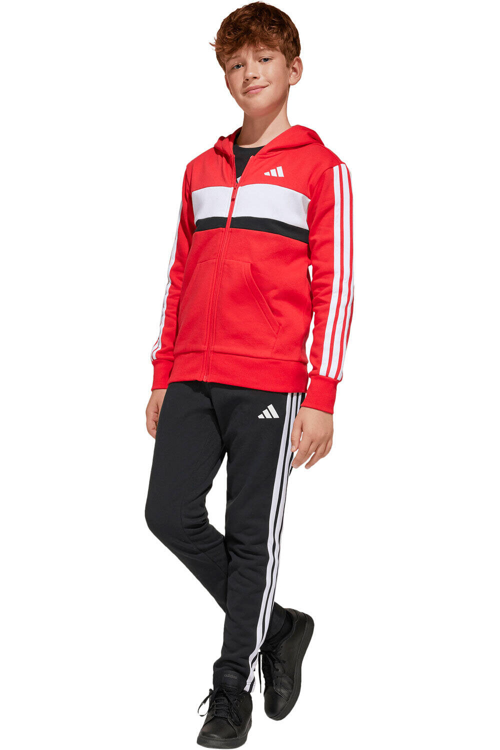 adidas chándal niño J 3S TIB FL TS vista frontal