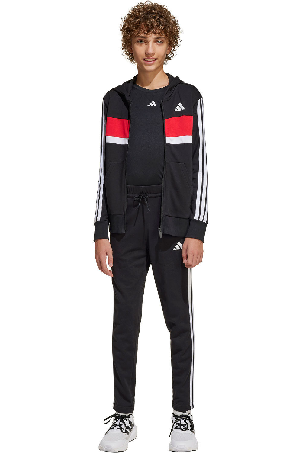 adidas chándal niño J 3S TIB FT TS vista frontal