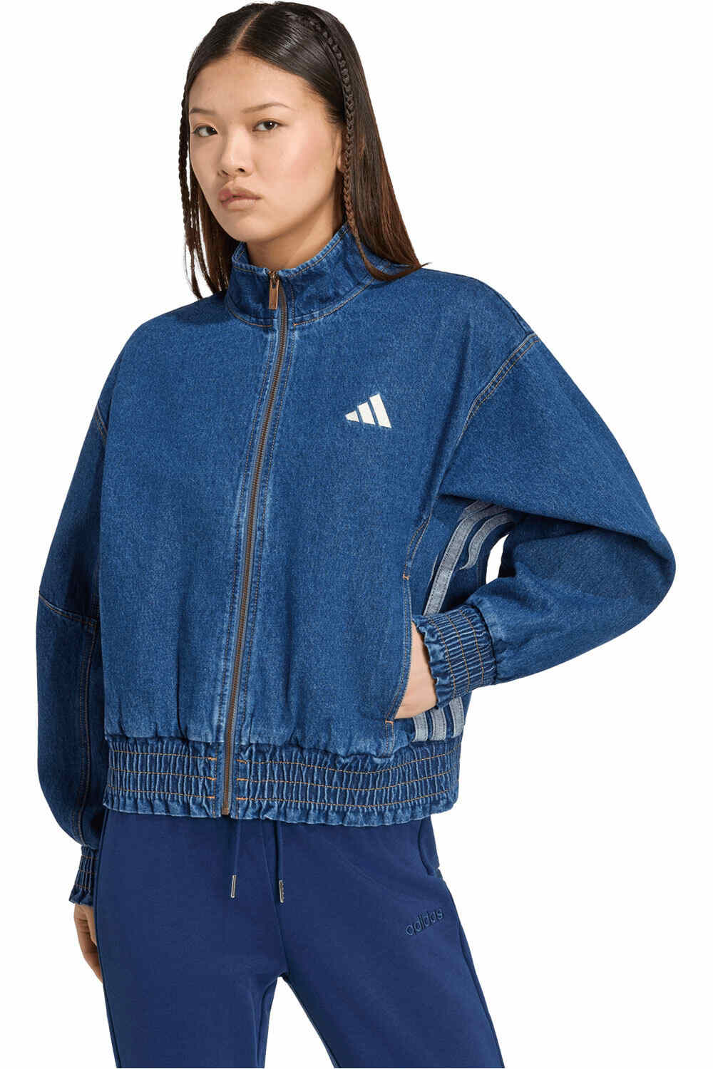 adidas chaquetas mujer Chaqueta Stadium Washed Denim vista frontal