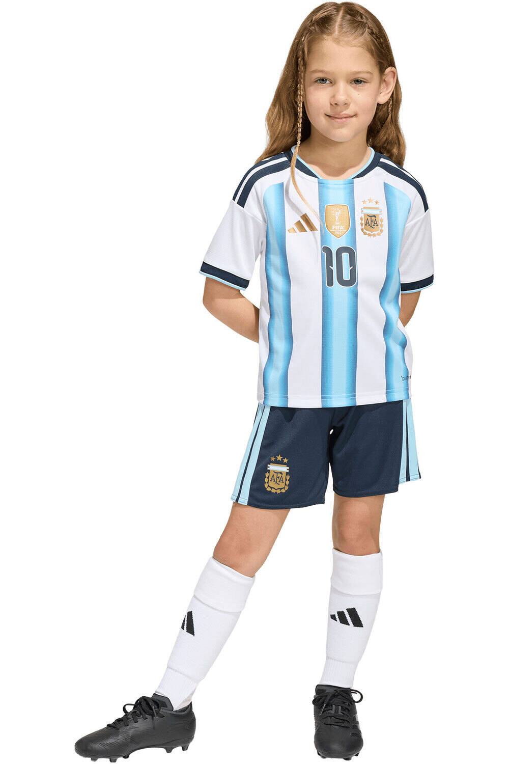 adidas equipación fútbol niño INFANTIL LOCAL ARGENTINA 26 MESSI vista frontal