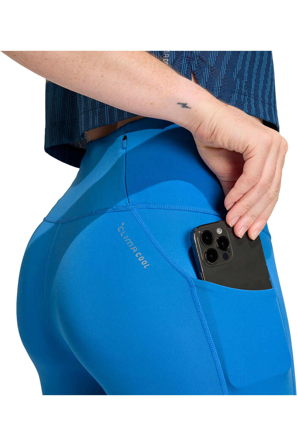 adidas malla larga running mujer CLIMACOOL ADI365 3 BANDAS vista detalle