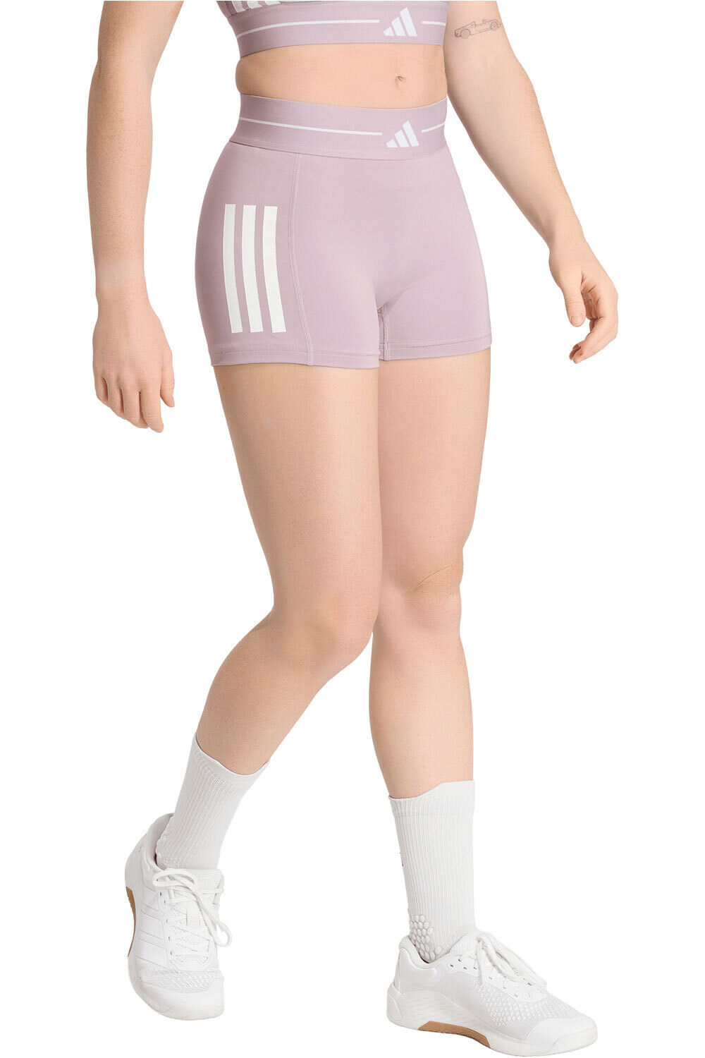 adidas pantalones y mallas cortas fitness mujer HYPERGLAM 3 STRIPES vista frontal