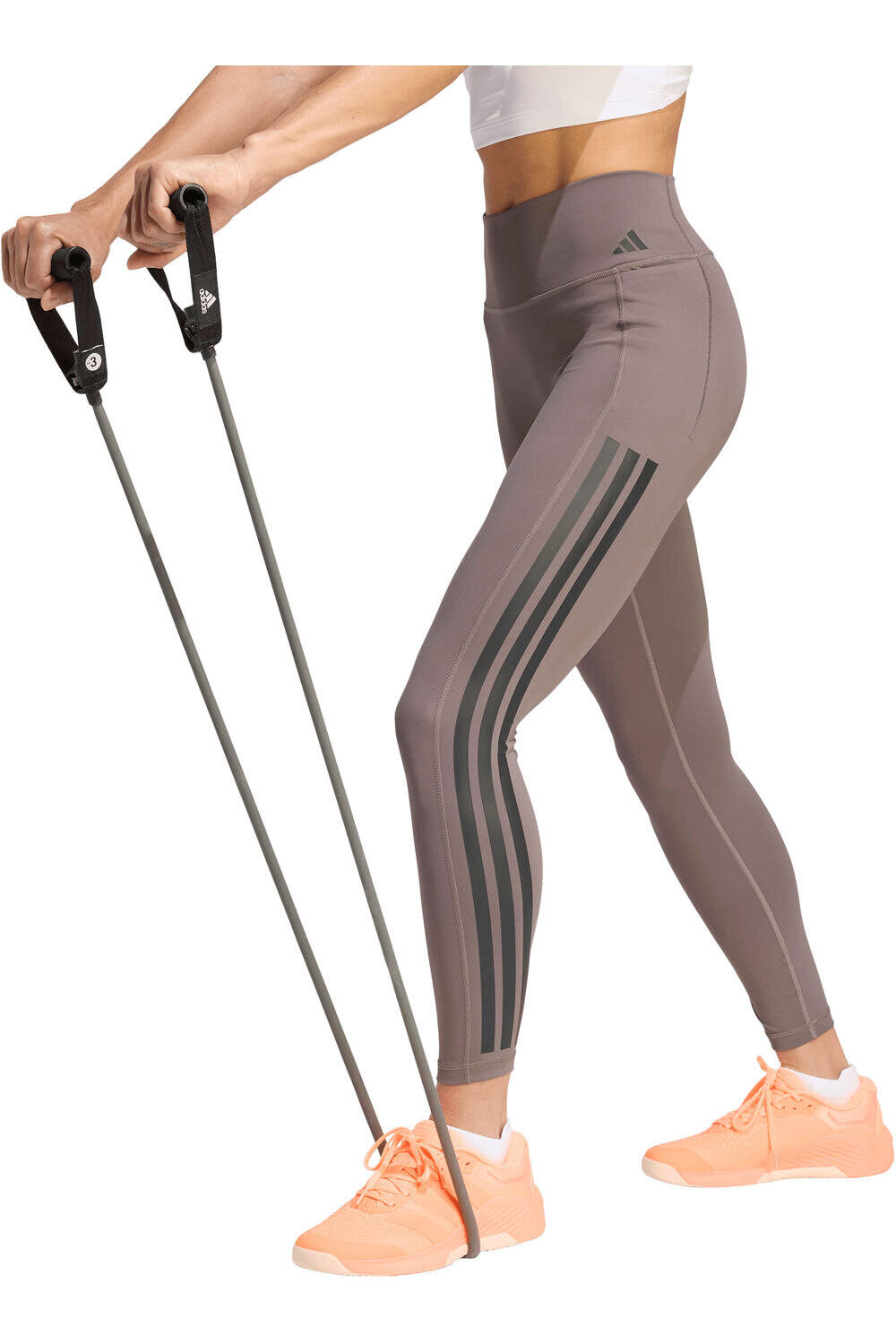 adidas pantalones y mallas largas fitness mujer 7/8 OPTIME 3 STRIPES vista frontal