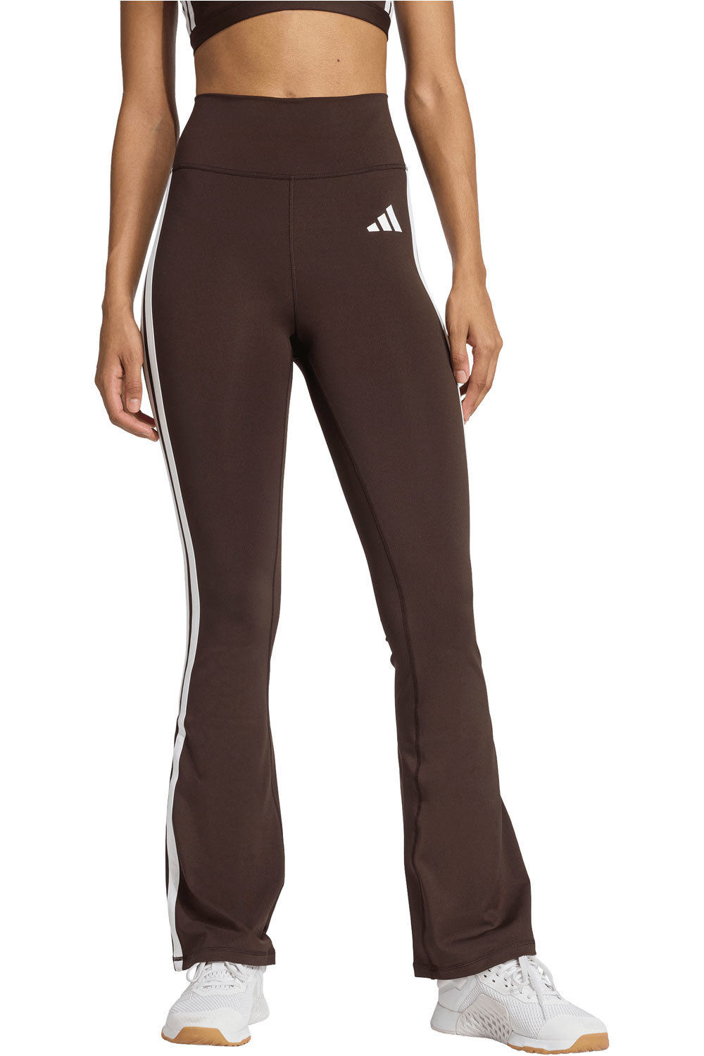 adidas pantalones y mallas largas fitness mujer OPTIME ESSENTIALS 3-STRIPES FLARED vista frontal