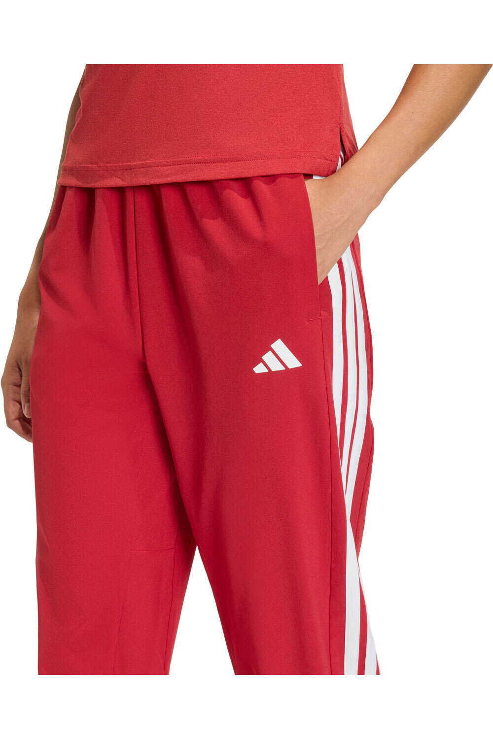 adidas pantalones y mallas largas fitness mujer TRAIN ESSENTIALS WOVEN 3 BANDAS vista detalle