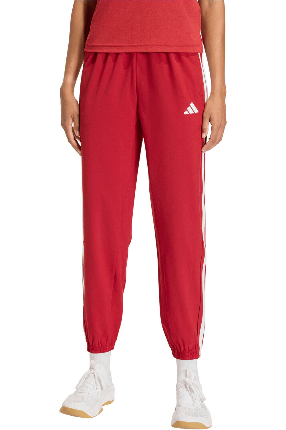 adidas pantalones y mallas largas fitness mujer TRAIN ESSENTIALS WOVEN 3 BANDAS vista frontal