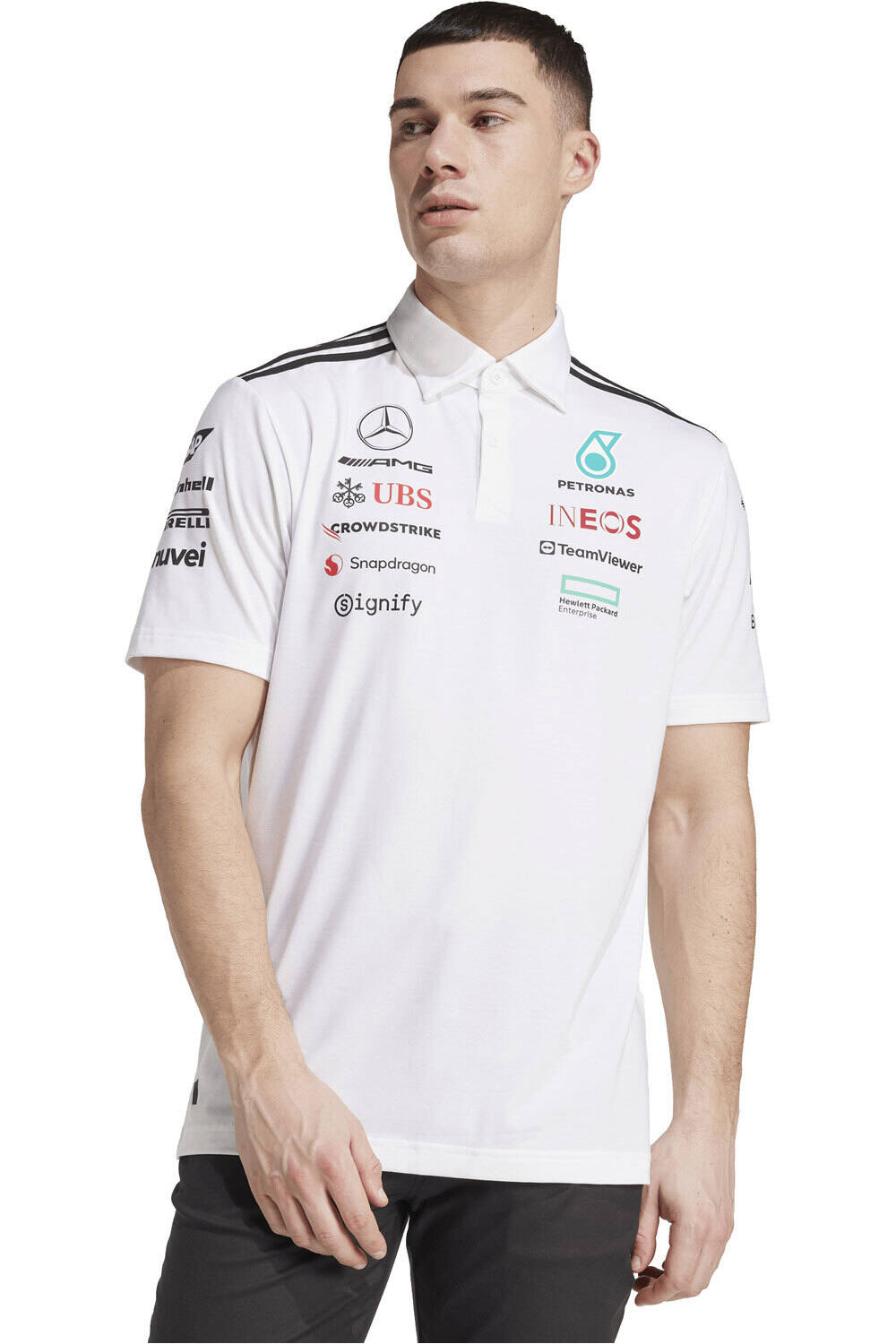 adidas polo manga corta hombre MERCEDES AMG PETRONAS F1 TEAM vista frontal