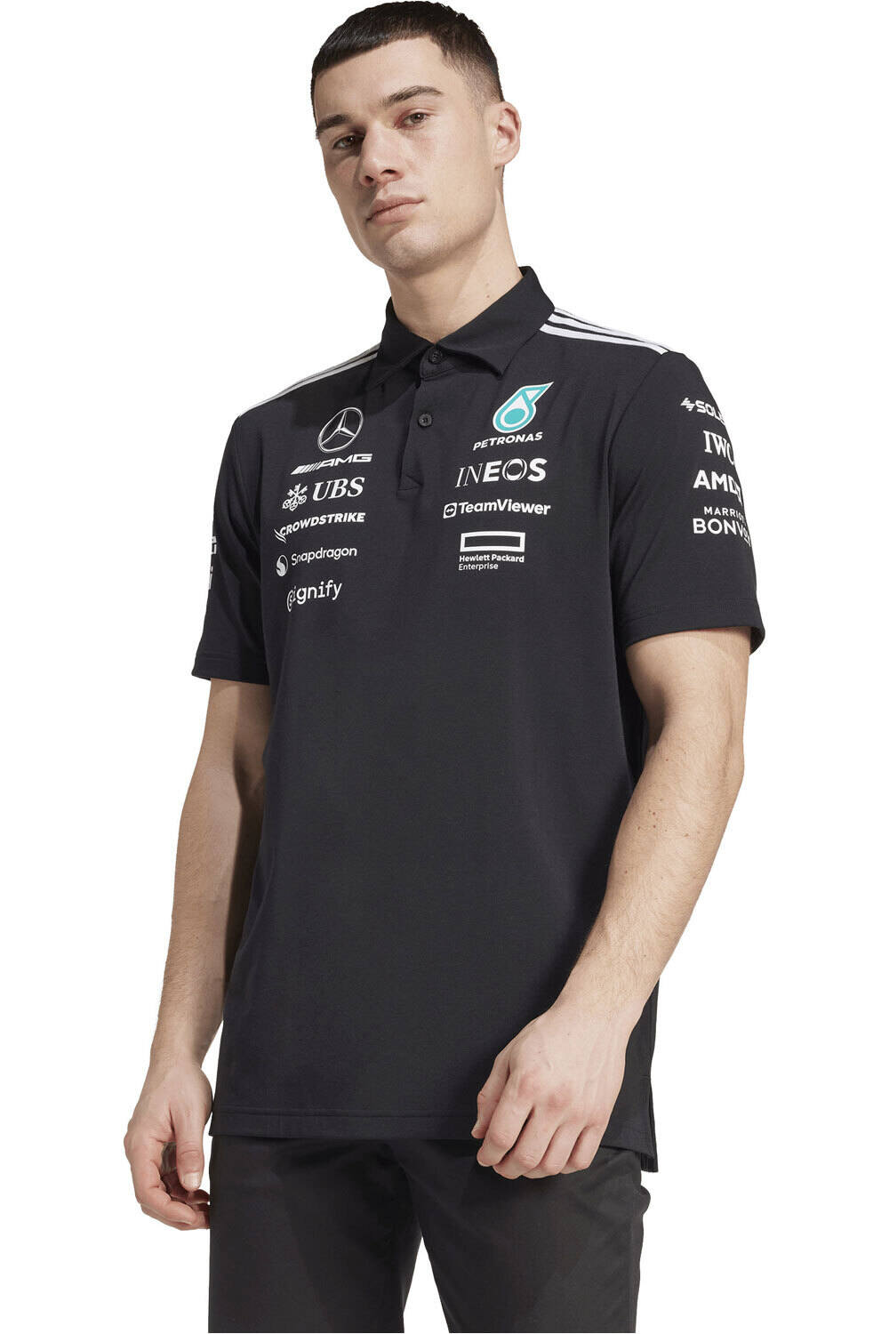 adidas polo manga corta hombre MERCEDES AMG PETRONAS F1 TEAM vista frontal