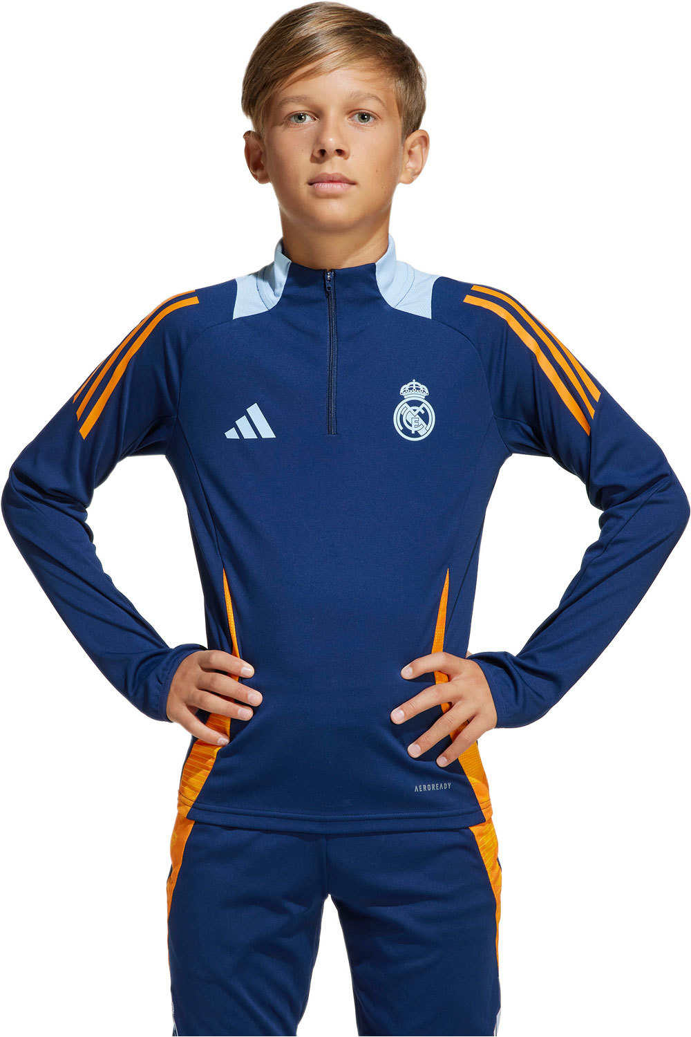 adidas sudadera entrenamiento fútbol niño R.MADRID 25 TR TOP Y vista frontal