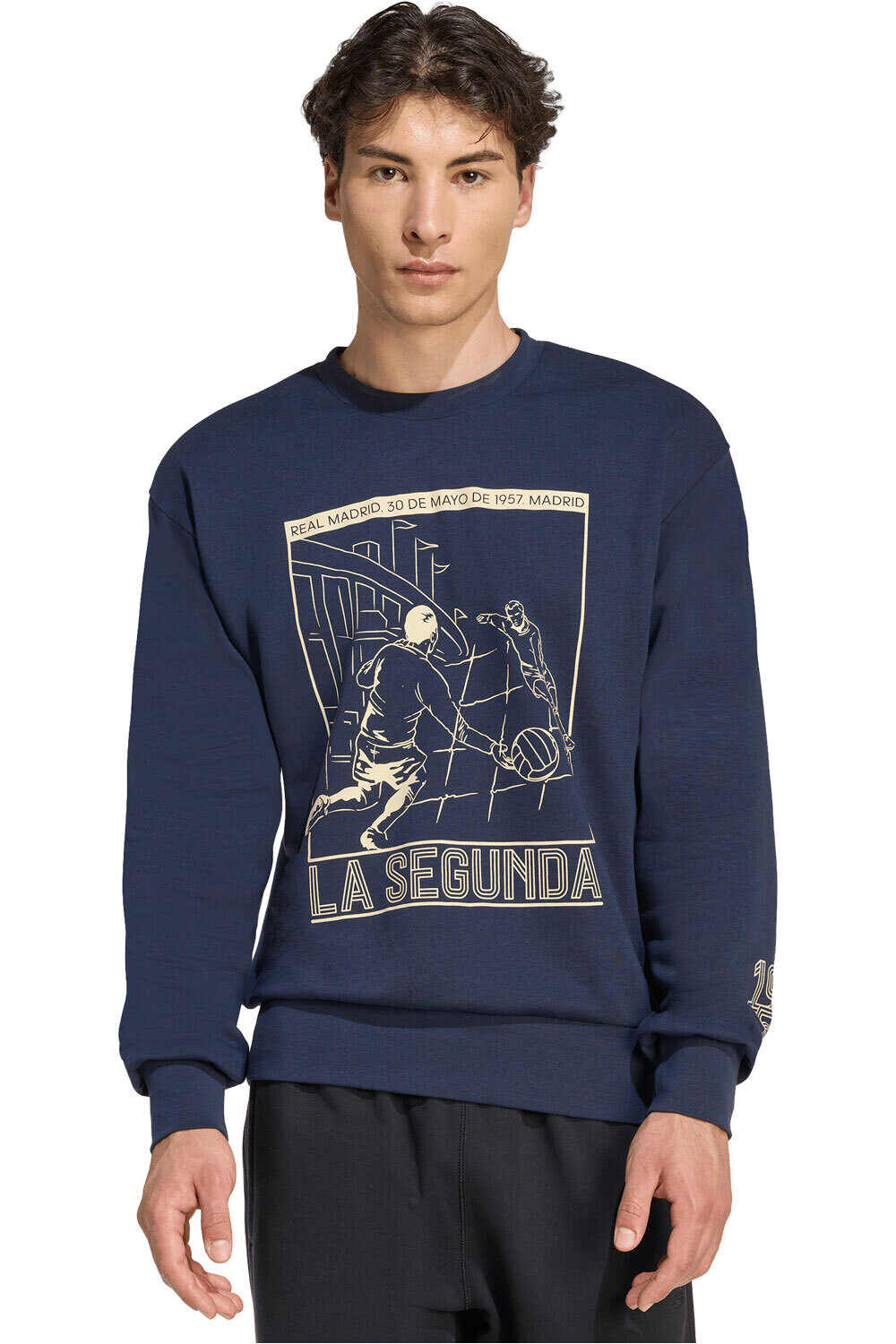 adidas sudadera entrenamiento fútbol REAL MADRID HERITAGE CREW vista frontal