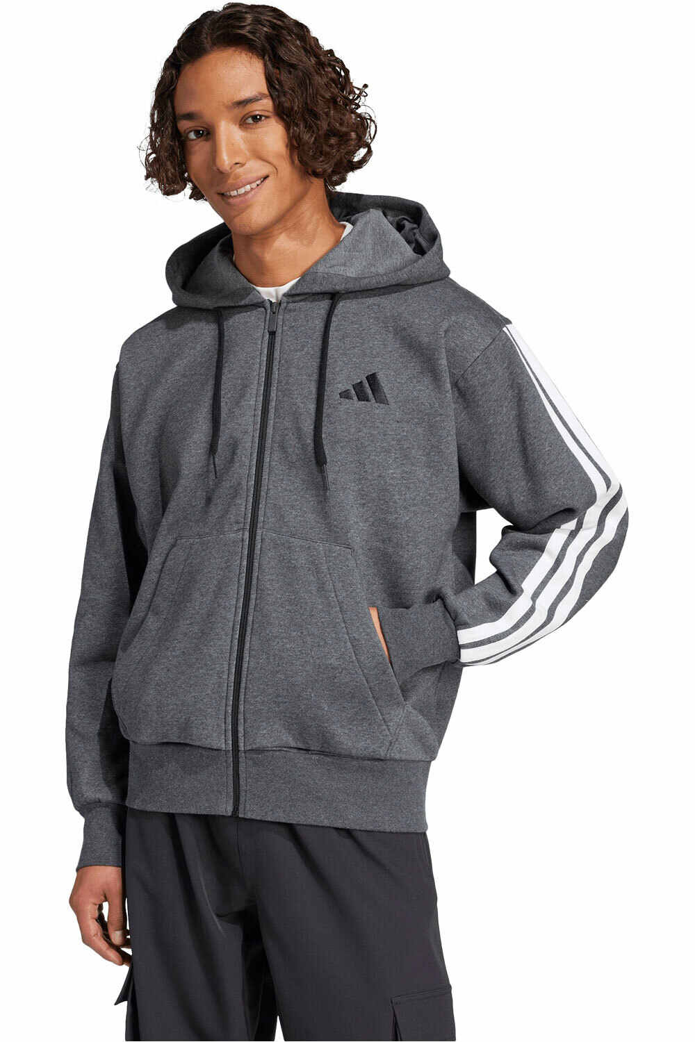 adidas sudadera hombre ESSENTIALS FLEECE 3 BANDAS vista frontal
