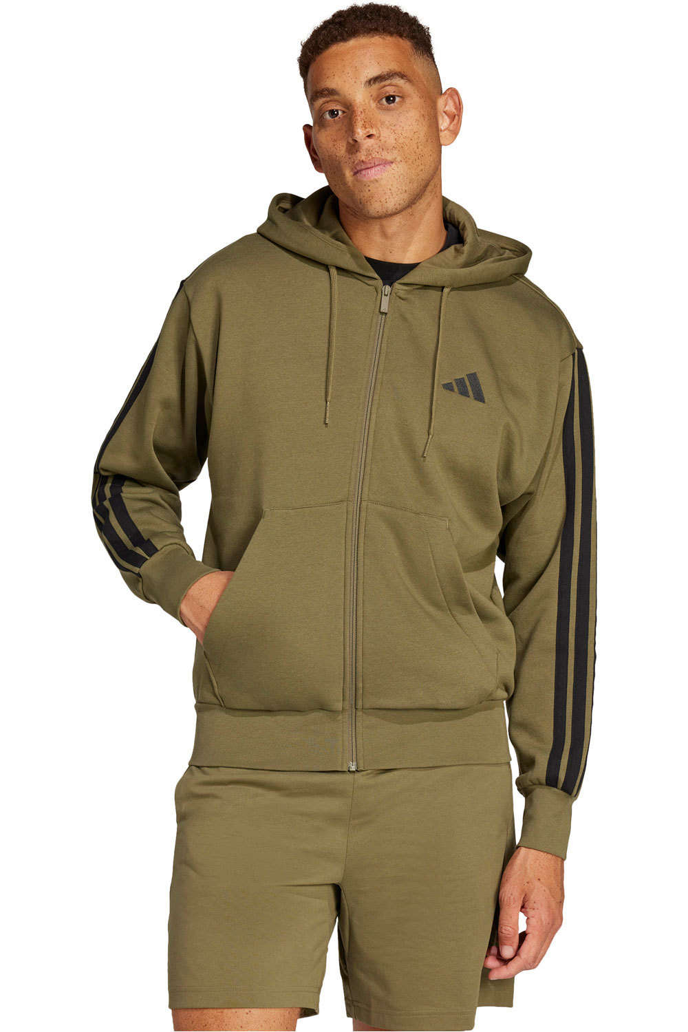 adidas sudadera hombre M 3S FL FZ HD vista frontal